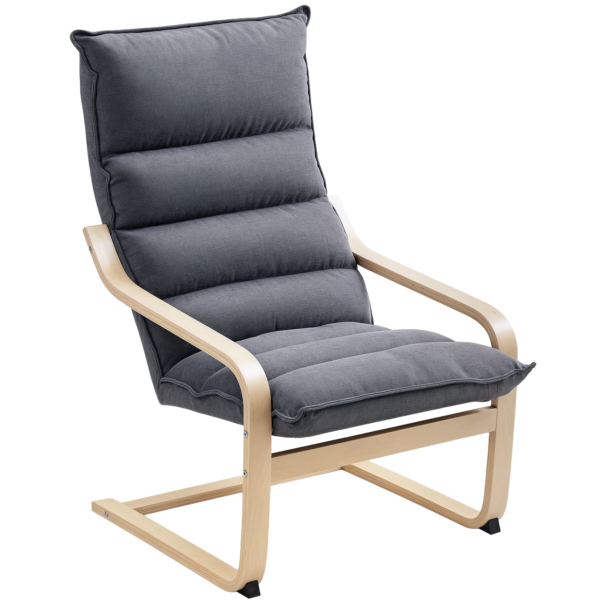 HOMCOM Fauteuil salon fauteuil de loisirs moderne fauteuil chambre avec accoudoirs incurvés, coussins, 67 x 83 x 105 cm, gris