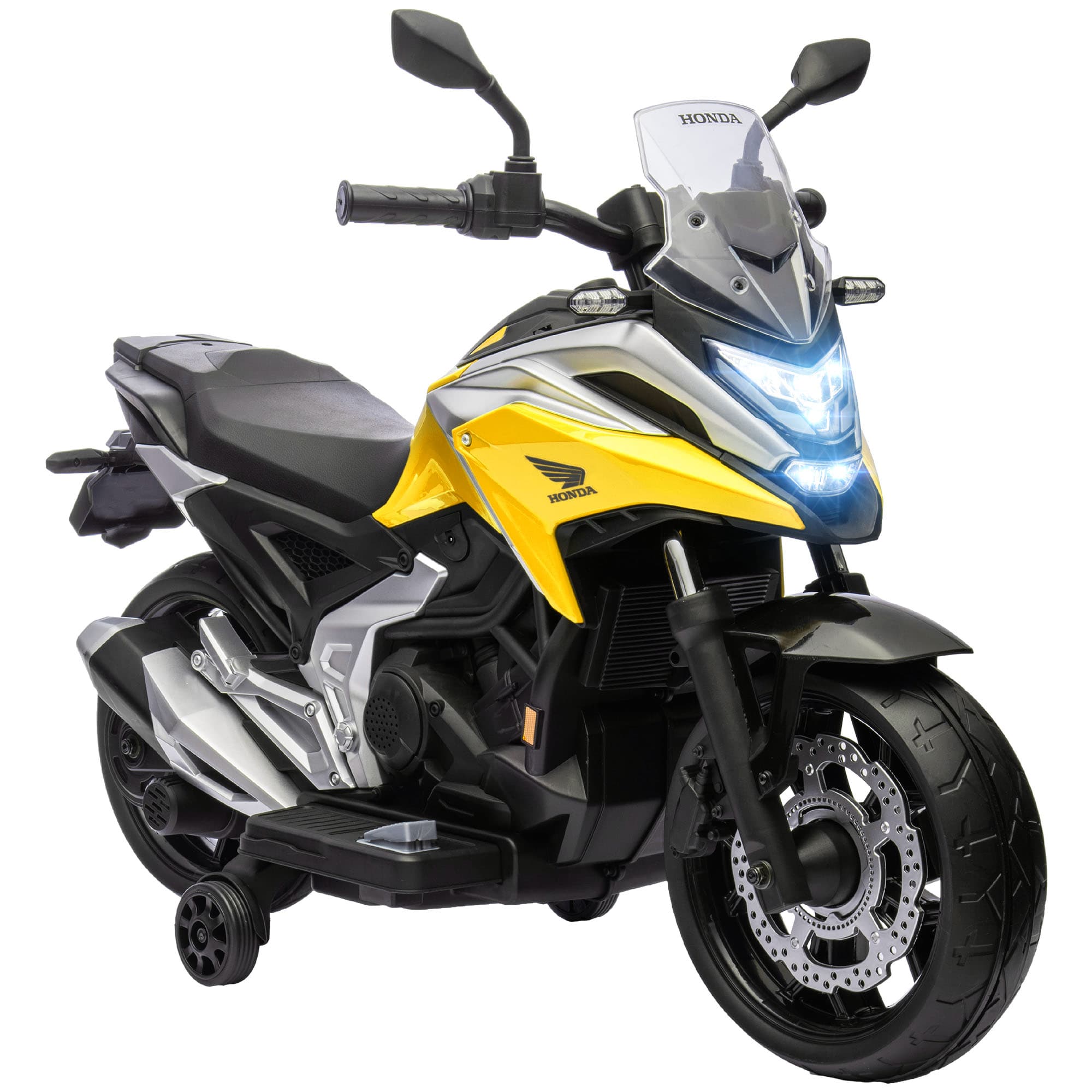 AIYAPLAY Moto électrique pour enfants moto porteur Honda pour enfants 3 à 6 ans avec musique, phares jaune