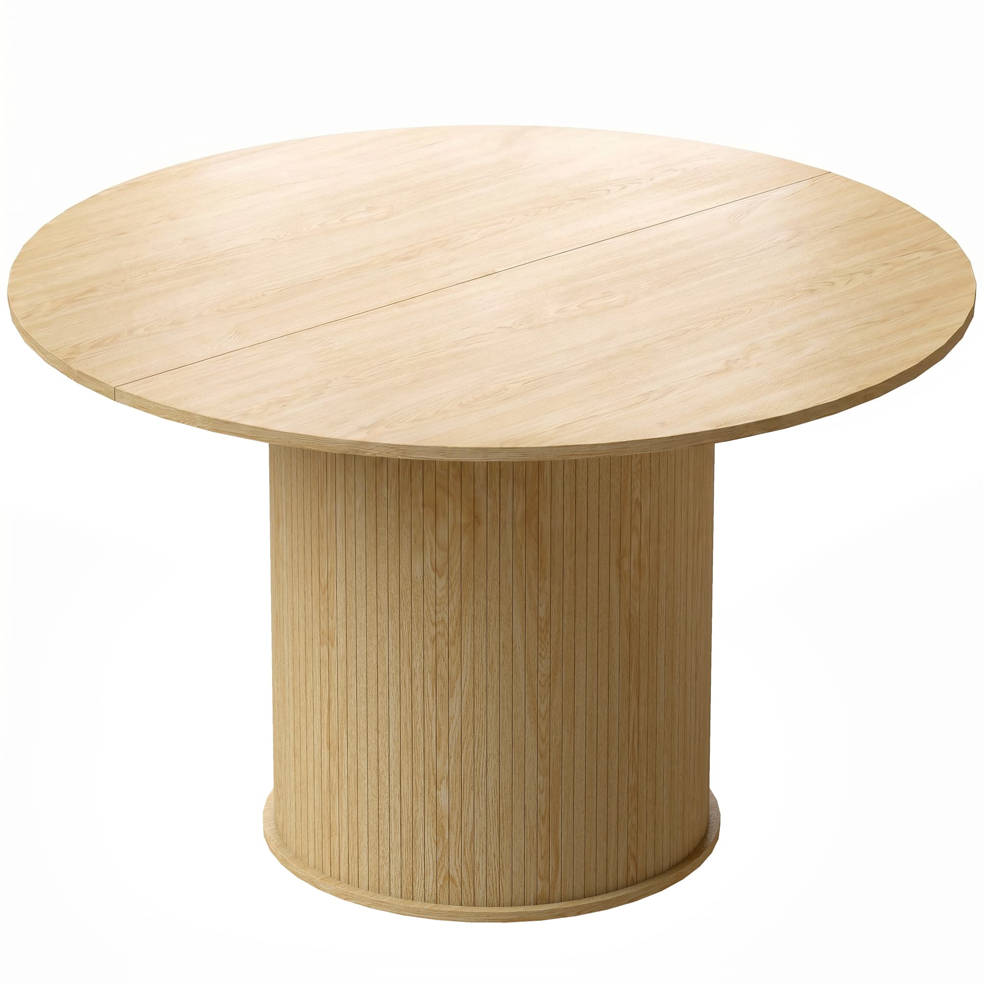 HOMCOM Table à manger ronde pour 5 personnes, Ø 120 x 75 cm, table de cuisine avec base cylindrique cannelée, bois naturel