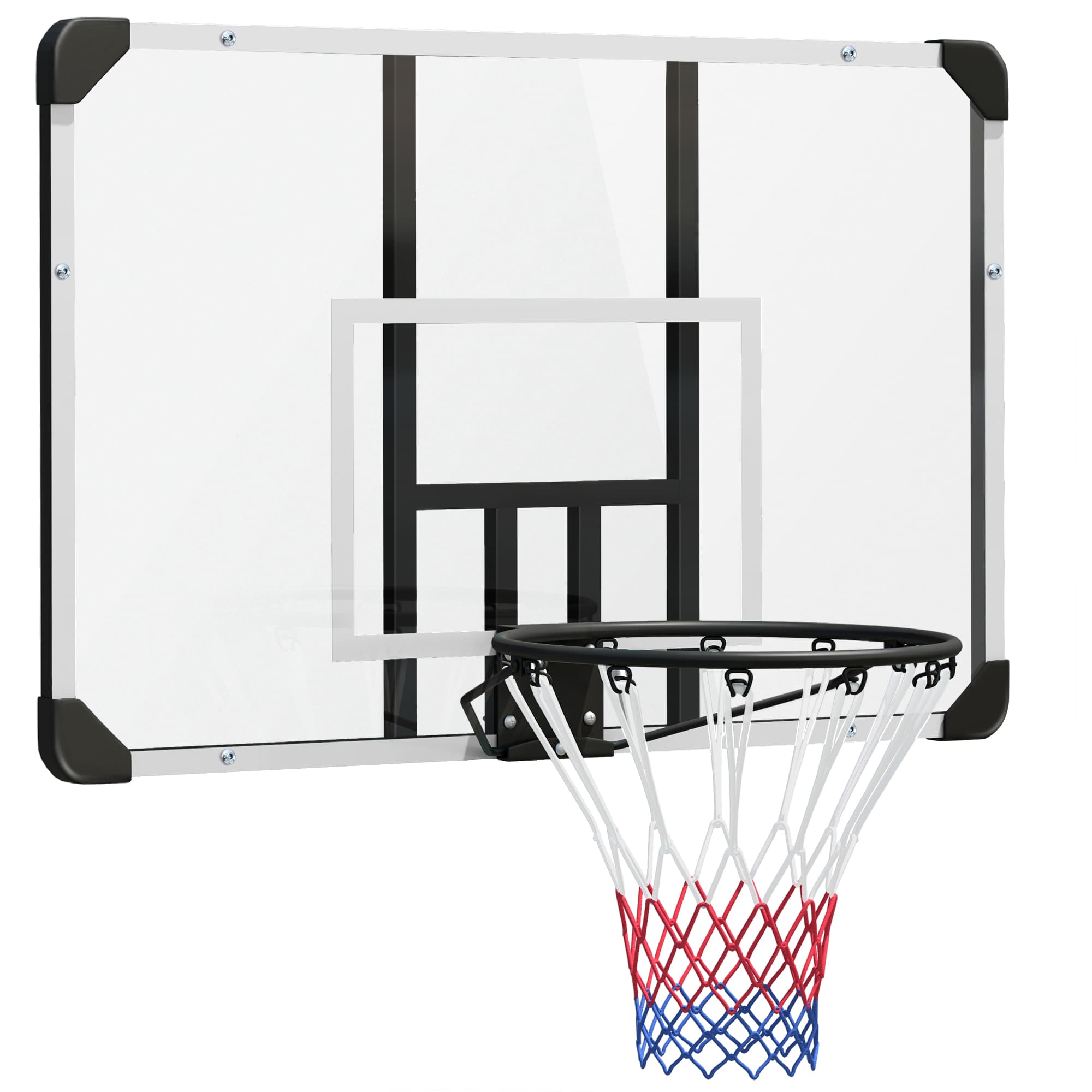 SPORTNOW Panier de basketball mural avec panier spécial filet toutes saisons pour l'intérieur et l'extérieur 113x61x73cm blanc