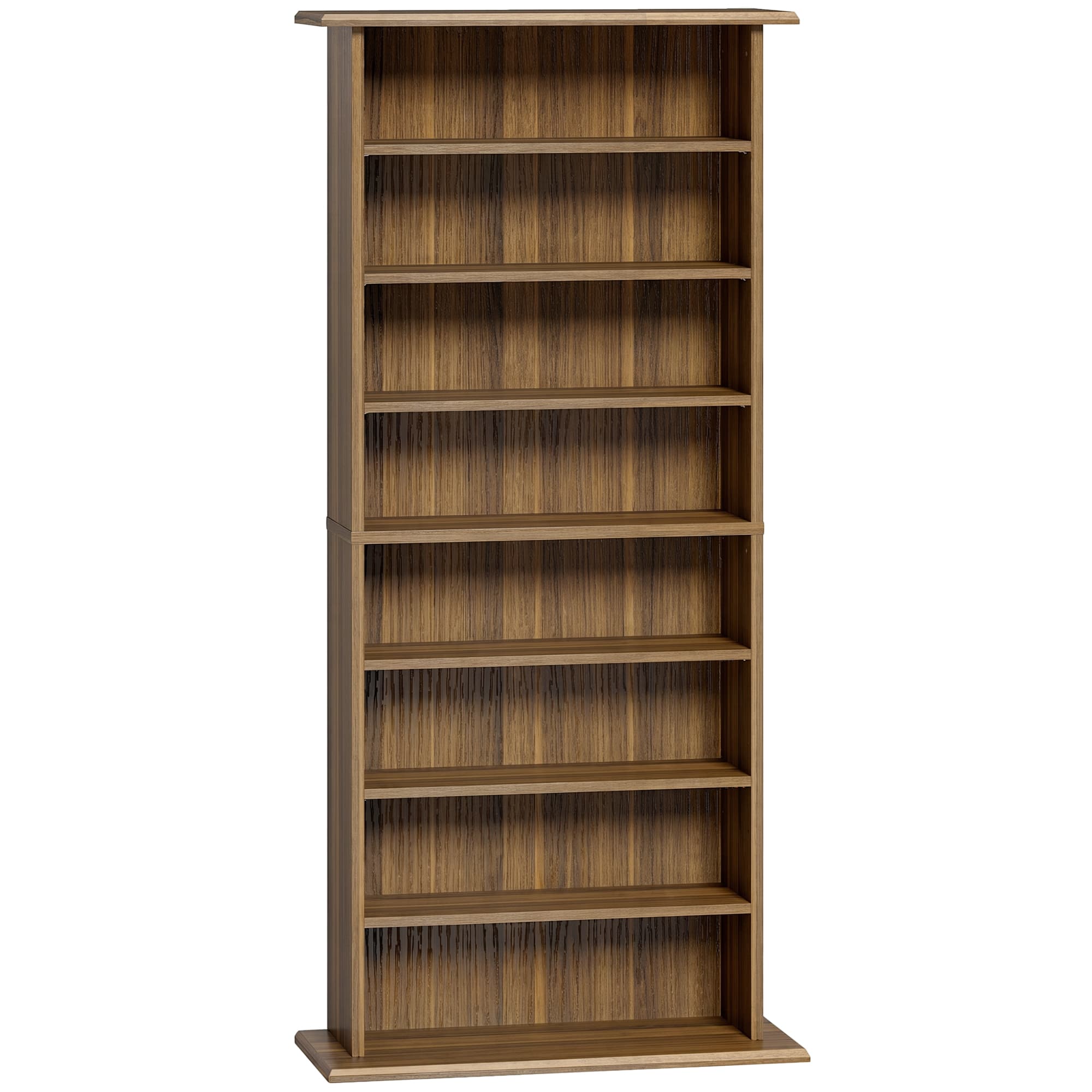 HOMCOM Rangements pour CD et DVD avec 8 compartiments et 6 étagères réglables, capacité max. 360 CD/185 DVD et Blu-ray, noyer