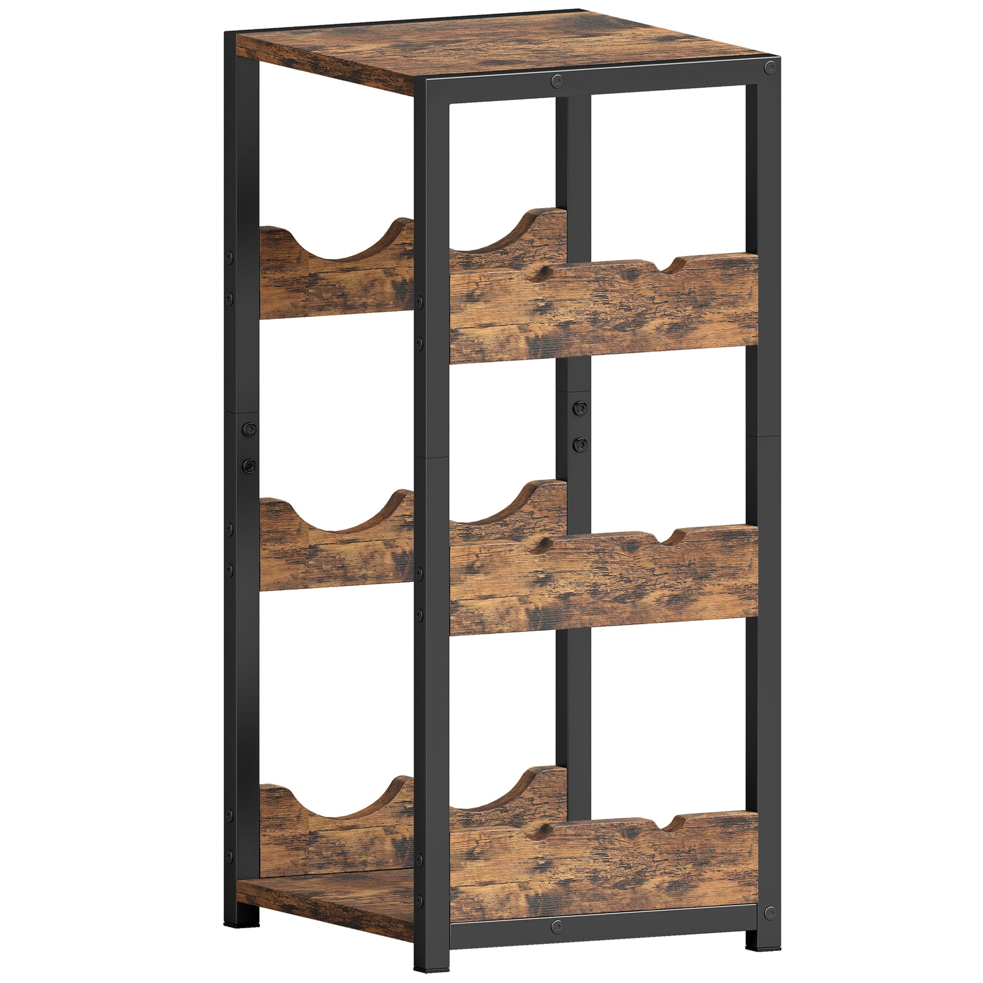 HOMCOM Casier à bouteilles pour 6 bouteilles, casier à vin avec étagères ondulées, 22 x 24 x 49,2 cm, brun rustique