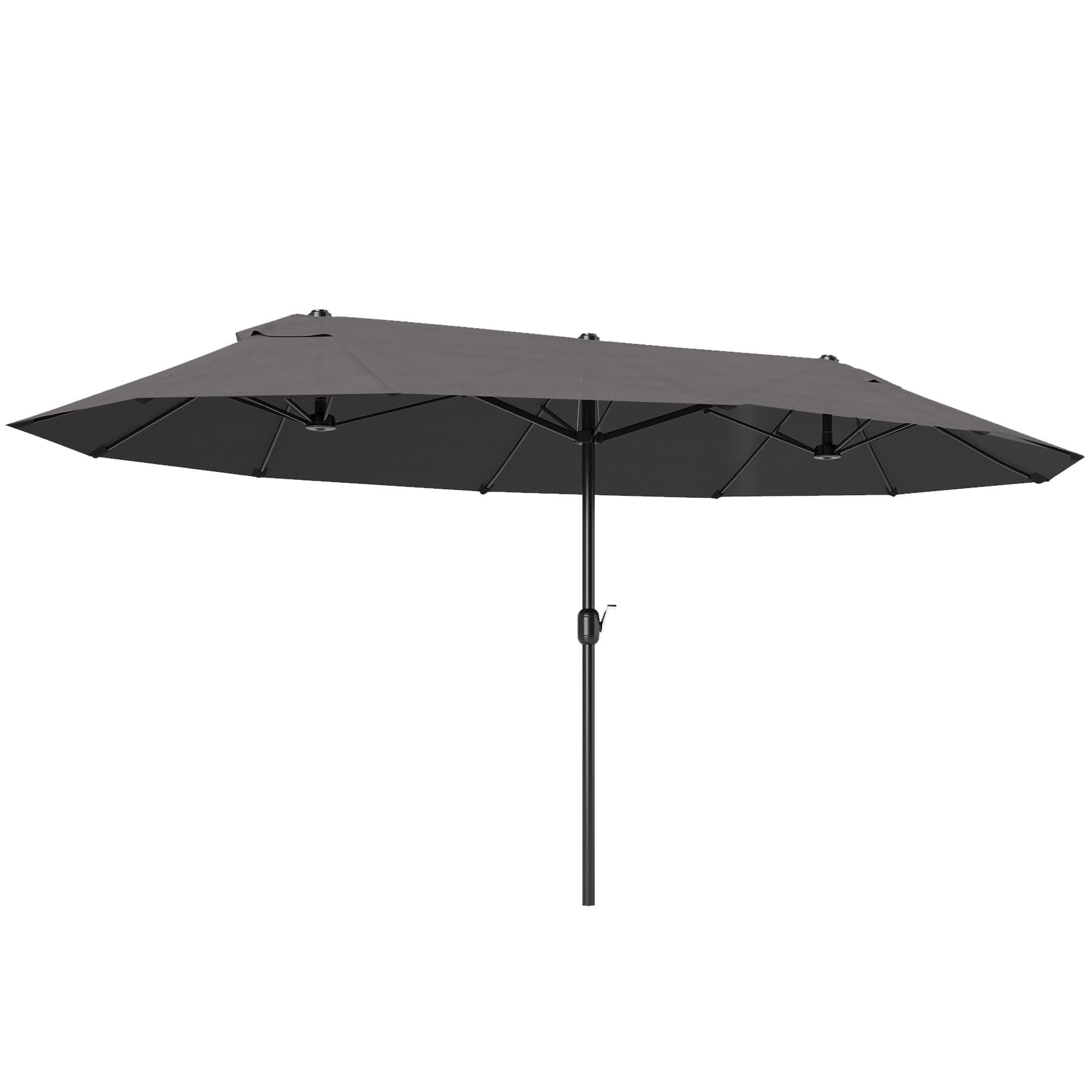 Outsunny Parasol de jardin XXL parasol grande taille 4,6L x 2,7l x 2,4H cm ouverture fermeture manivelle acier polyester haute densité gris