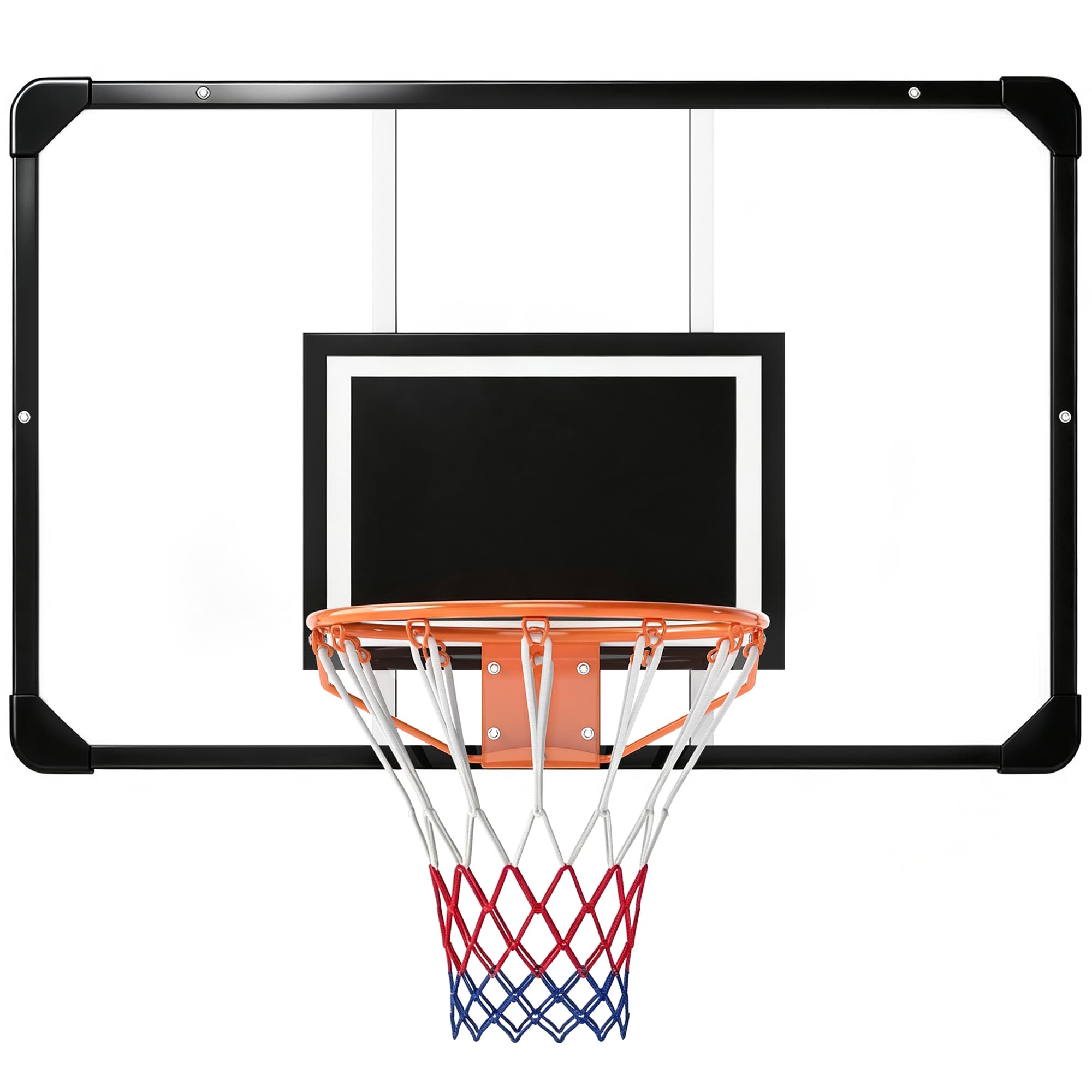 SPORTNOW Panier de basket mural, panier basket, avec vis de montage et clé, pour extérieur, noir, transparent, orange