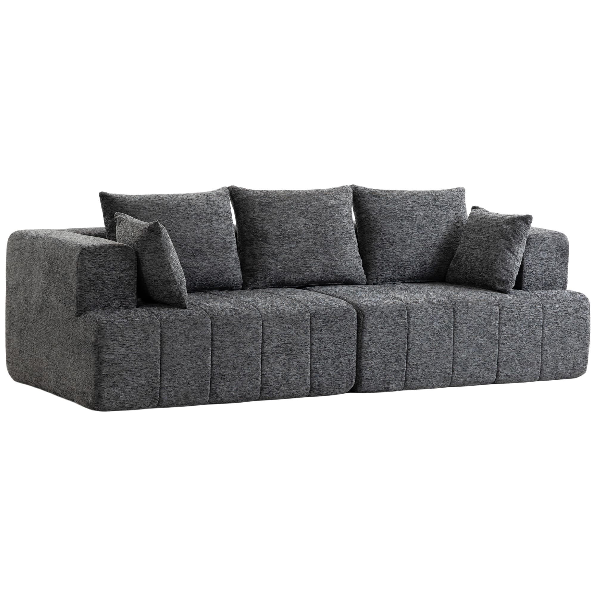 HOMCOM Canapé 3 places en chenille 248 cm, canapé salon moderne, large assise rembourrée, coussins à ressorts, gris