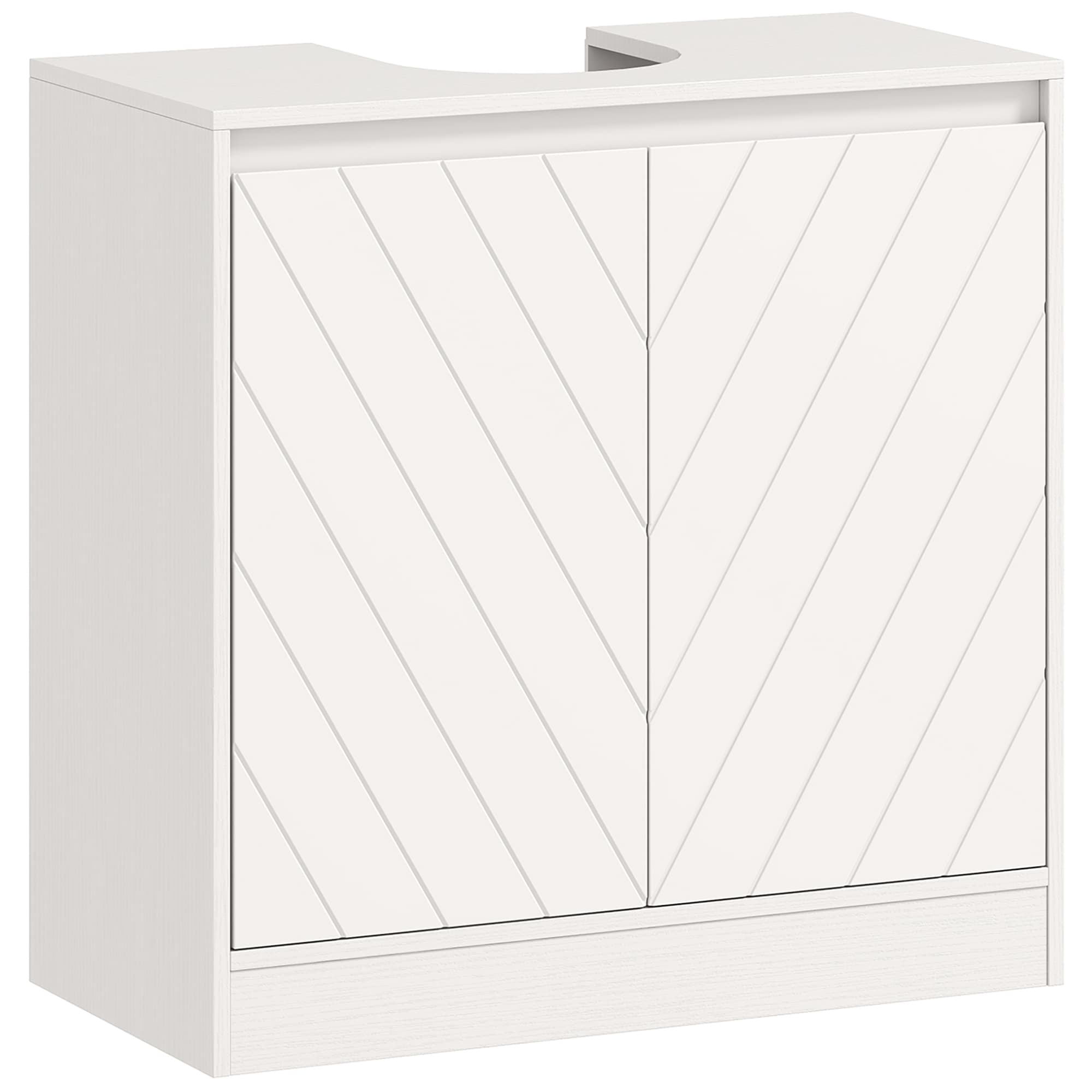 HOMCOM Meuble salle de bain sous Lavabo - meuble sous-vasque - placard 2 portes avec étagère blanc