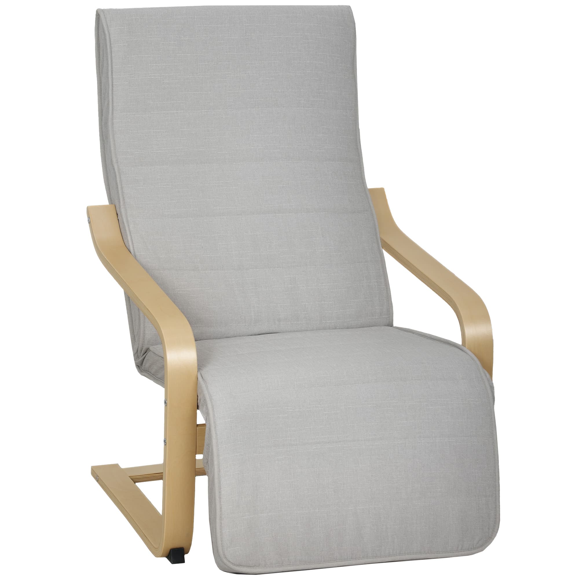 HOMCOM Fauteuil Luxe Confort et Relaxation avec Repose-Pied réglable déhoussable 94 x 66,5 x 100 cm cm Bois Massif Gris Clair