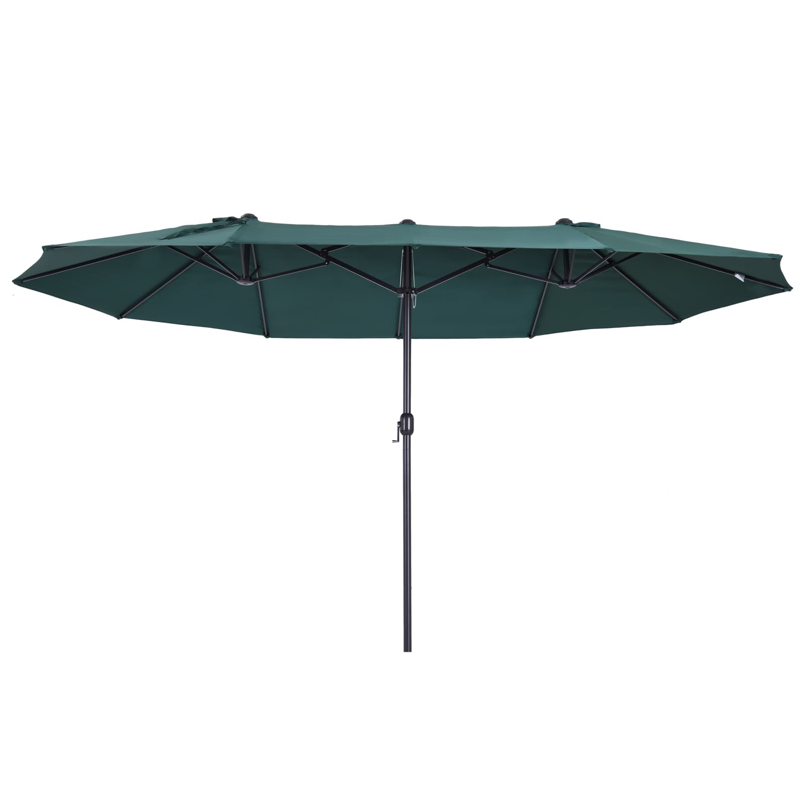 Outsunny Parasol XXL parasol de jardin grande taille 4,6L x 2,7l x 2,4H cm ouverture fermeture manivelle acier polyester haute densité vert