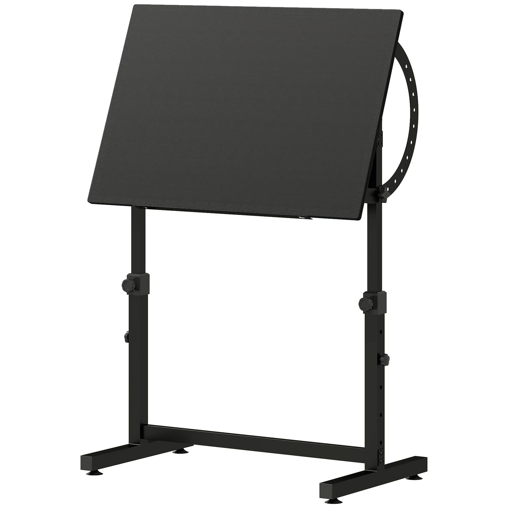 HOMCOM Table à Dessin Inclinable 0°-85°, Bureau à Dessin Réglable en Hauteur avec Rebord Antidérapant, Cadre en Acier, Noir