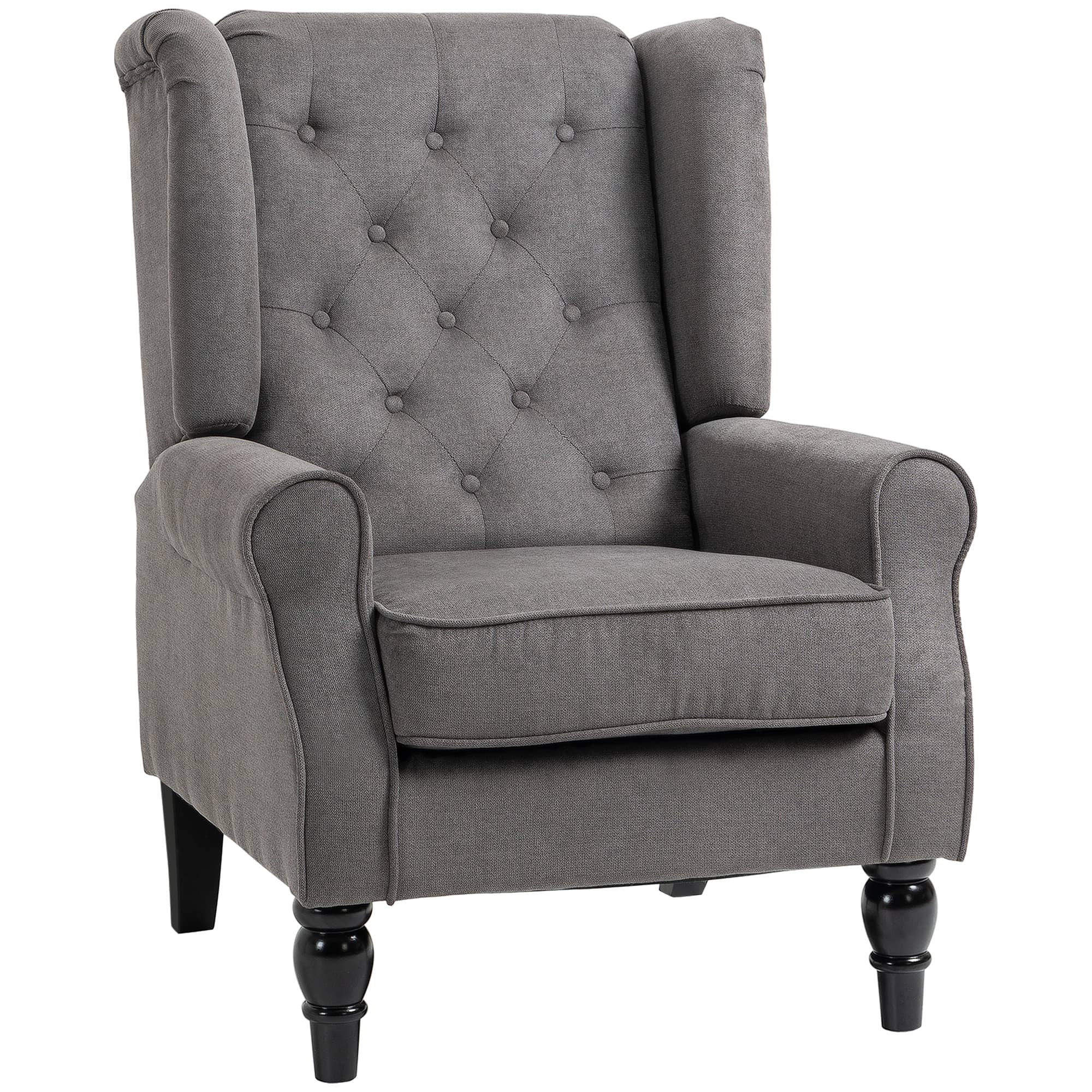 HOMCOM Fauteuil de salon capitonné avec assise large, pieds en bois, style classique, grand confort, 74 x 86 x 102 cm, marron