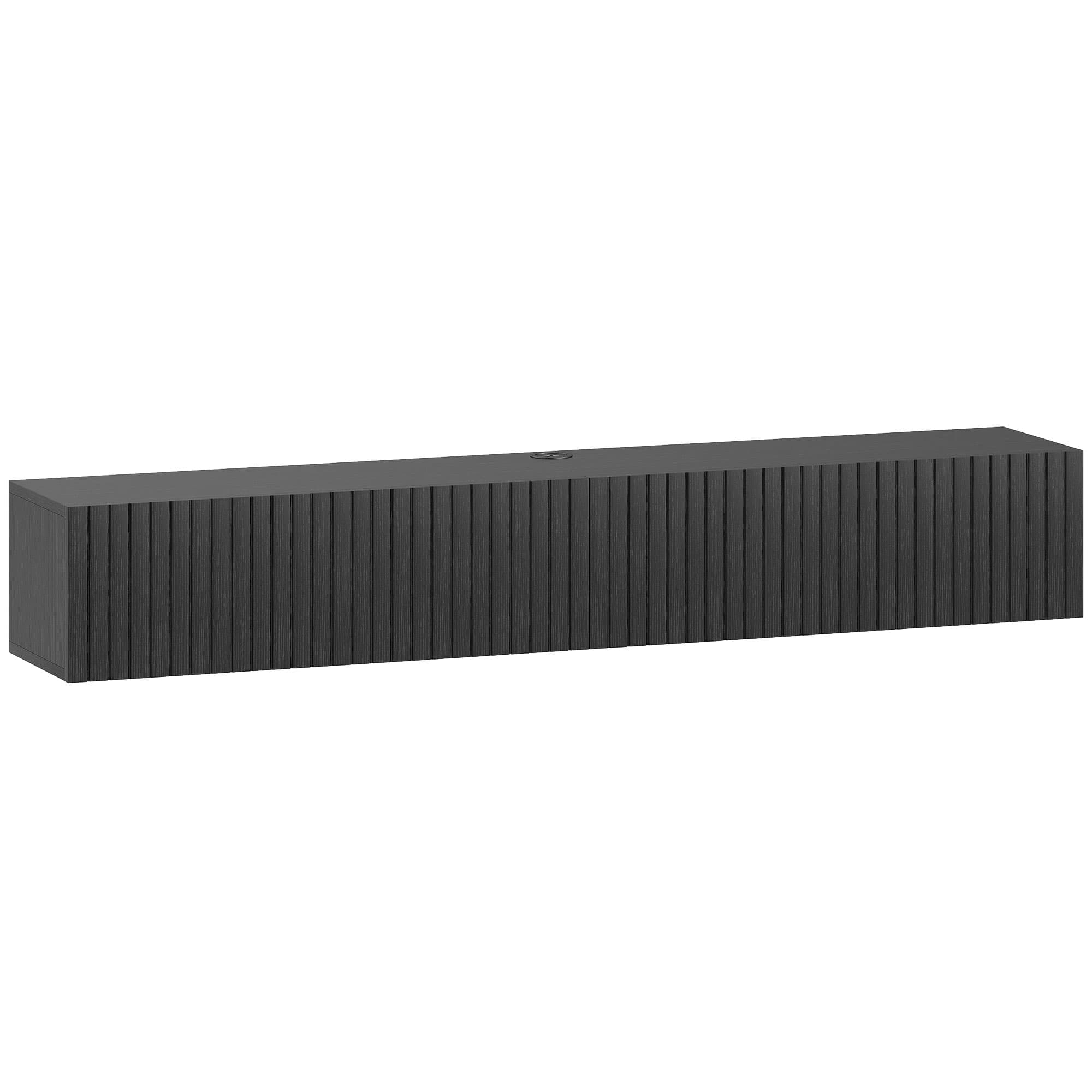 HOMCOM Meuble TV suspendu 140cm, meuble télé pour téléviseur 72 pouces, 2 portes rabattables, 140x25x22cm, noir