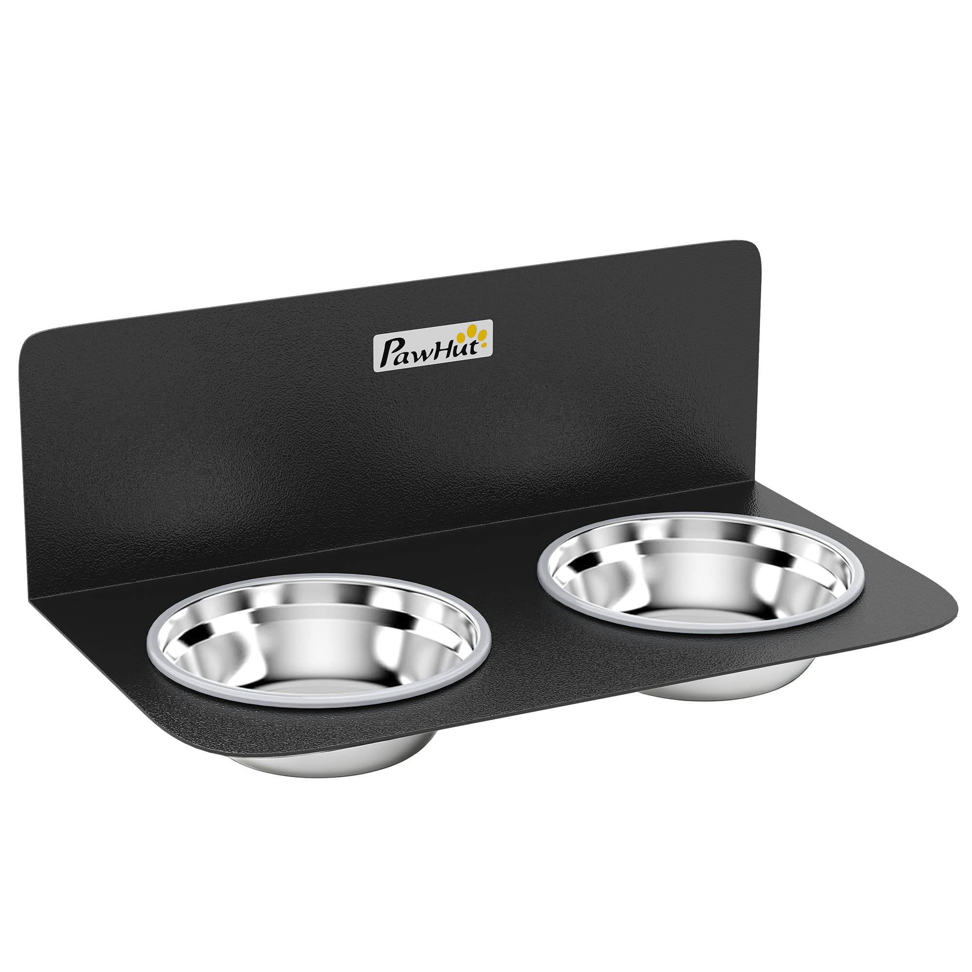 PawHut Gamelle Chien Surélevée Hauteur Réglable Support Gamelle Chien 2 Gamelles Acier Inoxydable Noir