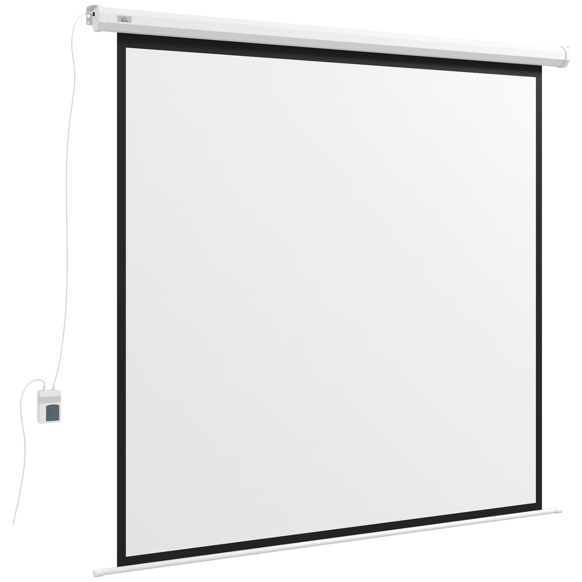 HOMCOM Écran de projection motorisé 96 pouces, 1:1 4K HD, fixation mural ou plafond avec télécommande, 195L x 8l x 182H cm