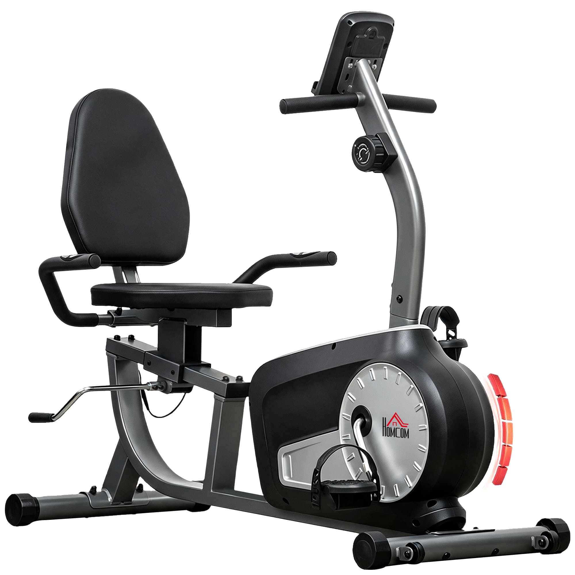 HOMCOM Vélo d'appartement semi-allongé magnétique écran LCD multifonction siège réglable 8 niveaux de résistance