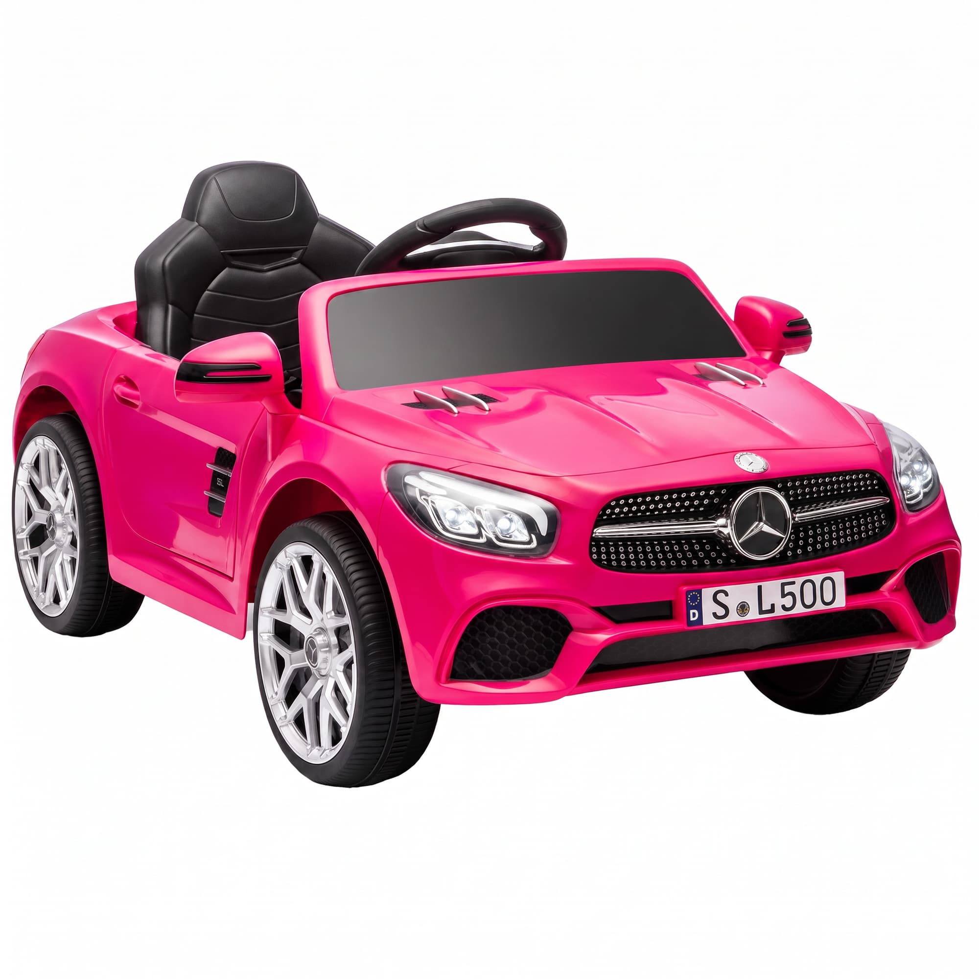 AIYAPLAY Voiture Électrique Enfants 12V Mercedes-Benz SL500, 3-5 km/h, 2 Moteurs, Télécommande 2,4G, pour 3-5 Ans, Rose
