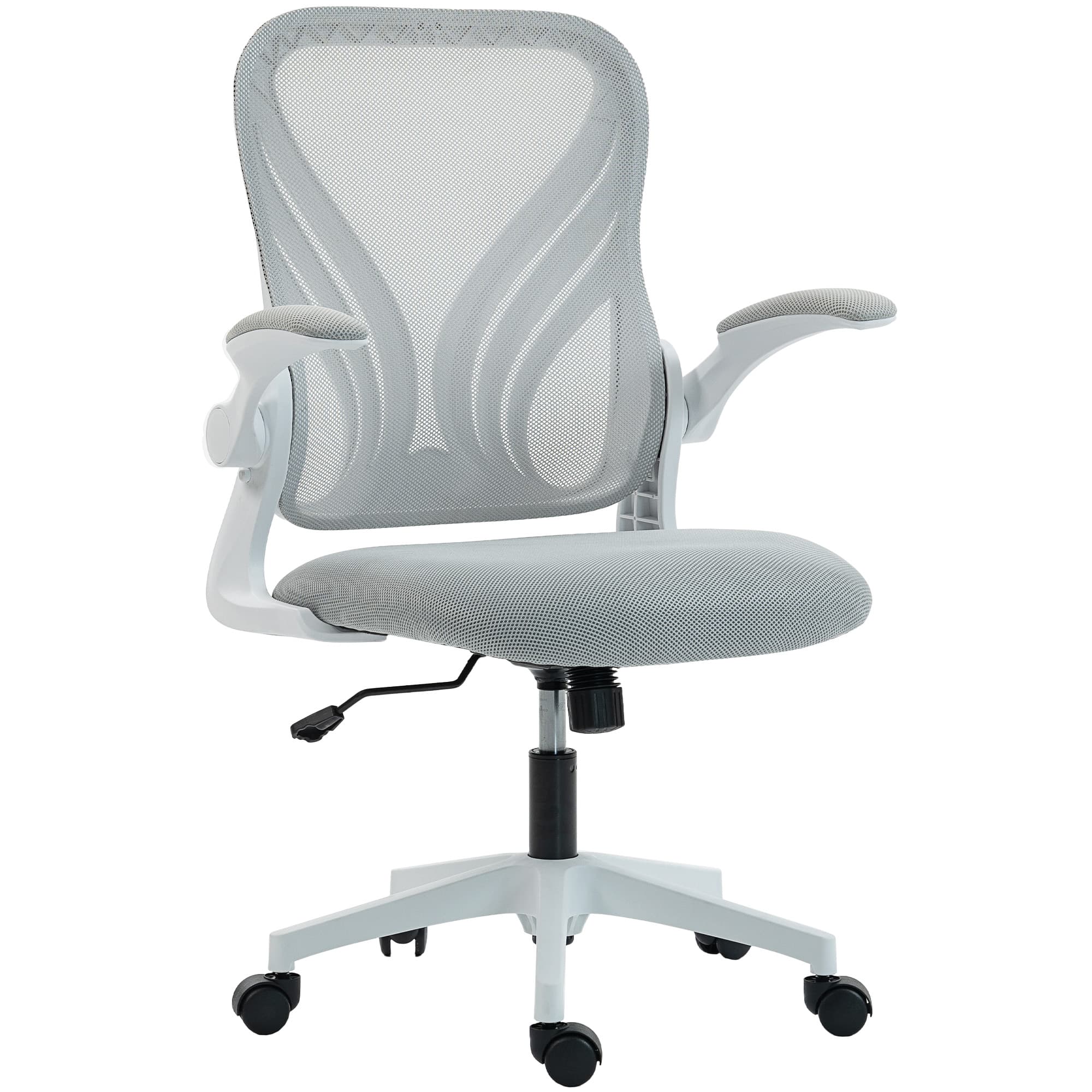 HOMCOM Chaise bureau ergonomique, fauteuil de bureau maille, dossier rabattable, accoudoirs relevables, 73x62x101-111cm, gris