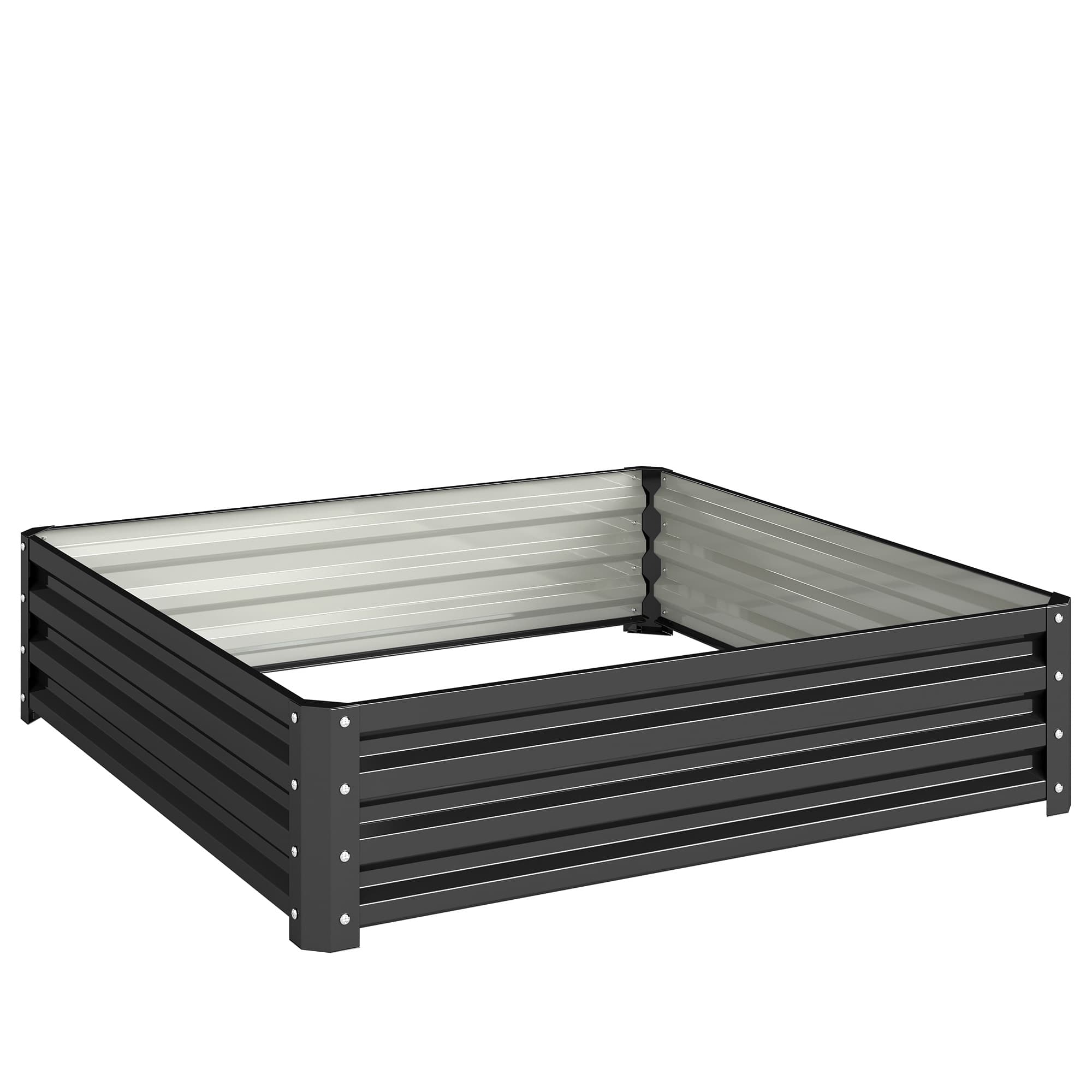 Outsunny Carré potager de jardin acier galvanisée 120 x 120 x 30 cm gris