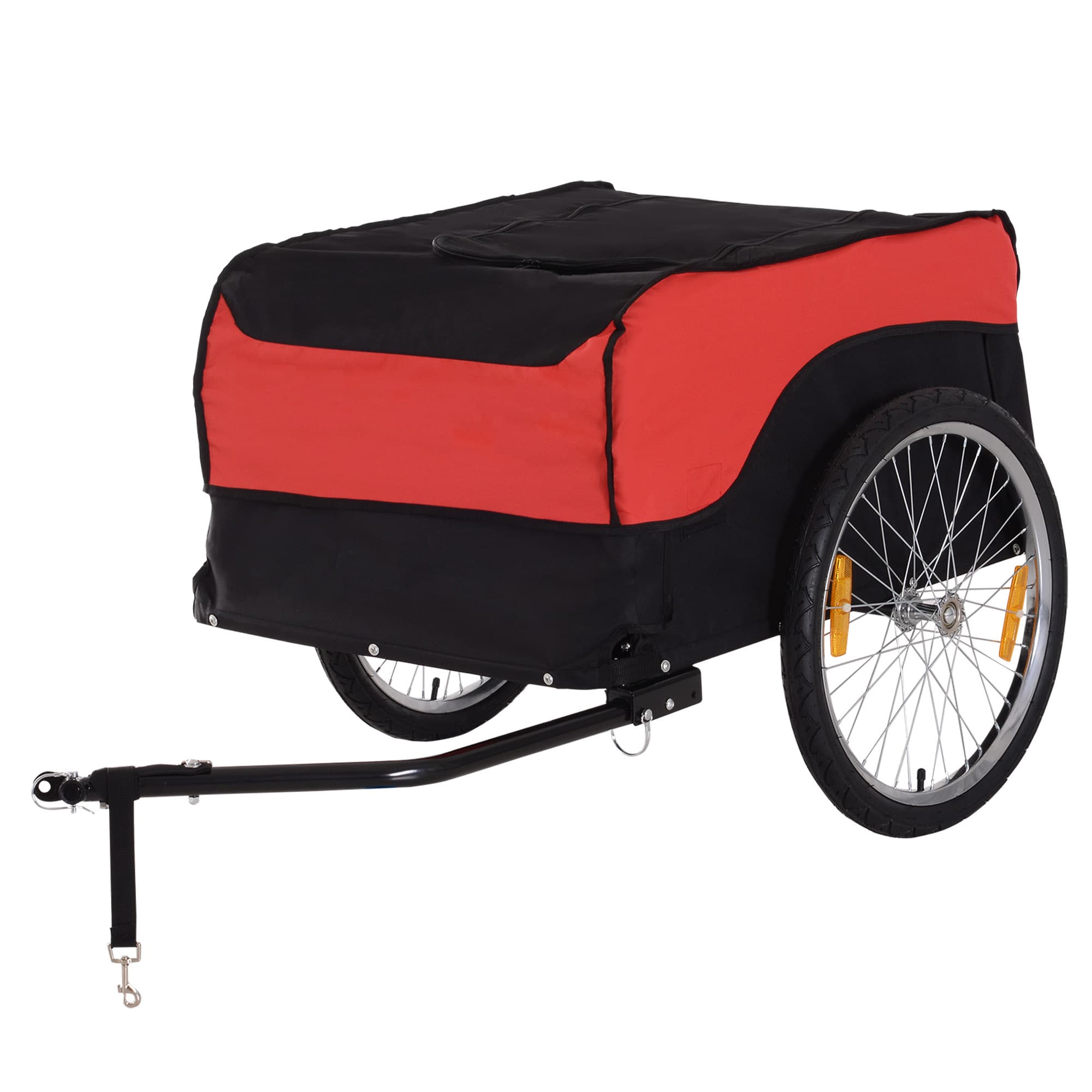 Remorque vélo pliable avec 4 réflecteurs rouge noir 86x61x39cm