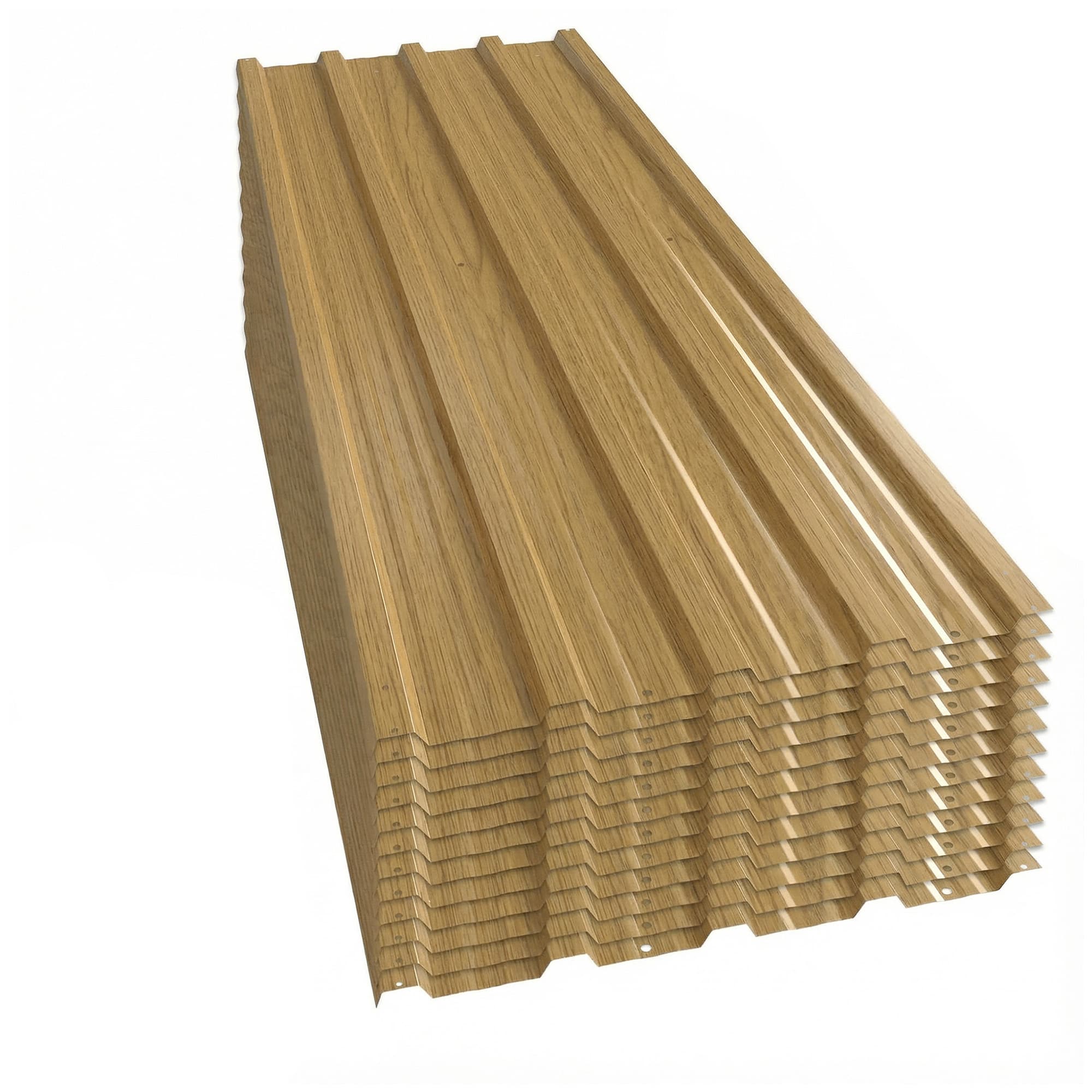 Outsunny Lot de 12 Panneaux en Acier Galvanisé Résistant aux Intempéries, Bois Naturel, Dim. d'un Panneau 129L x 45l cm