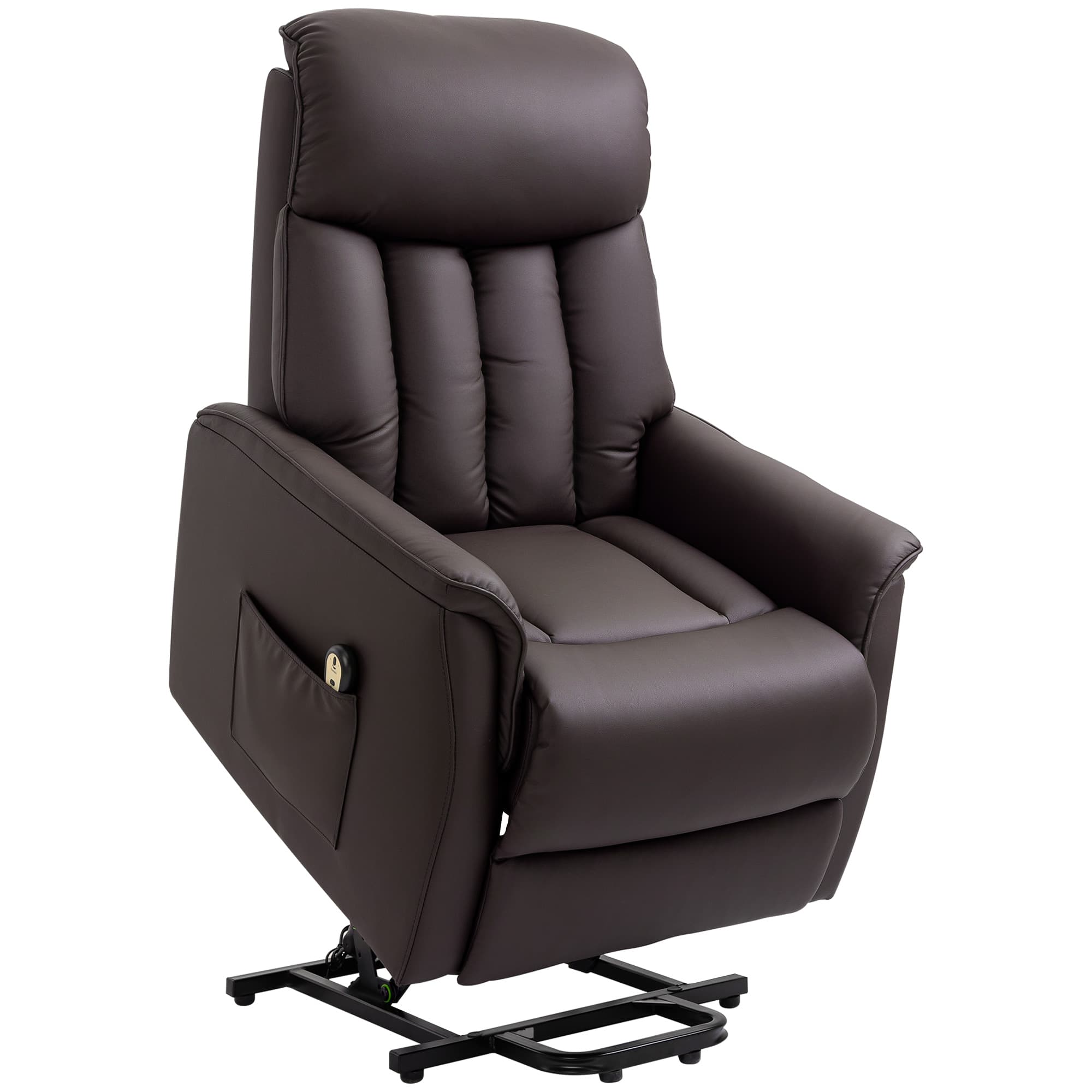 HOMCOM Fauteuil électrique releveur fauteuil relax avec repose-pieds dossier inclinable télécommande poche latérale marron