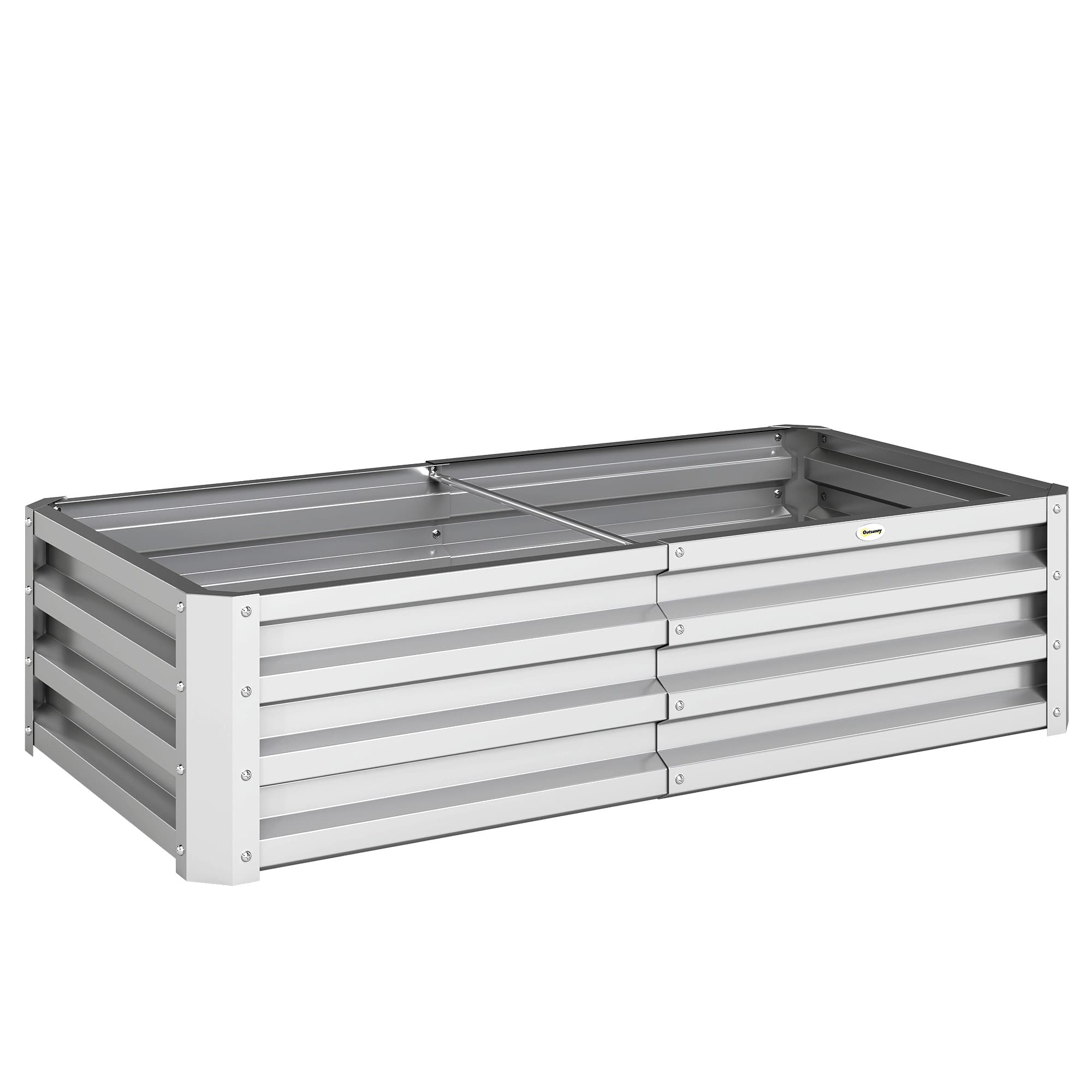 Outsunny Carré potager de jardin rectangulaire tôle d'acier ondulée 120 x 60 x 30,5 cm argent