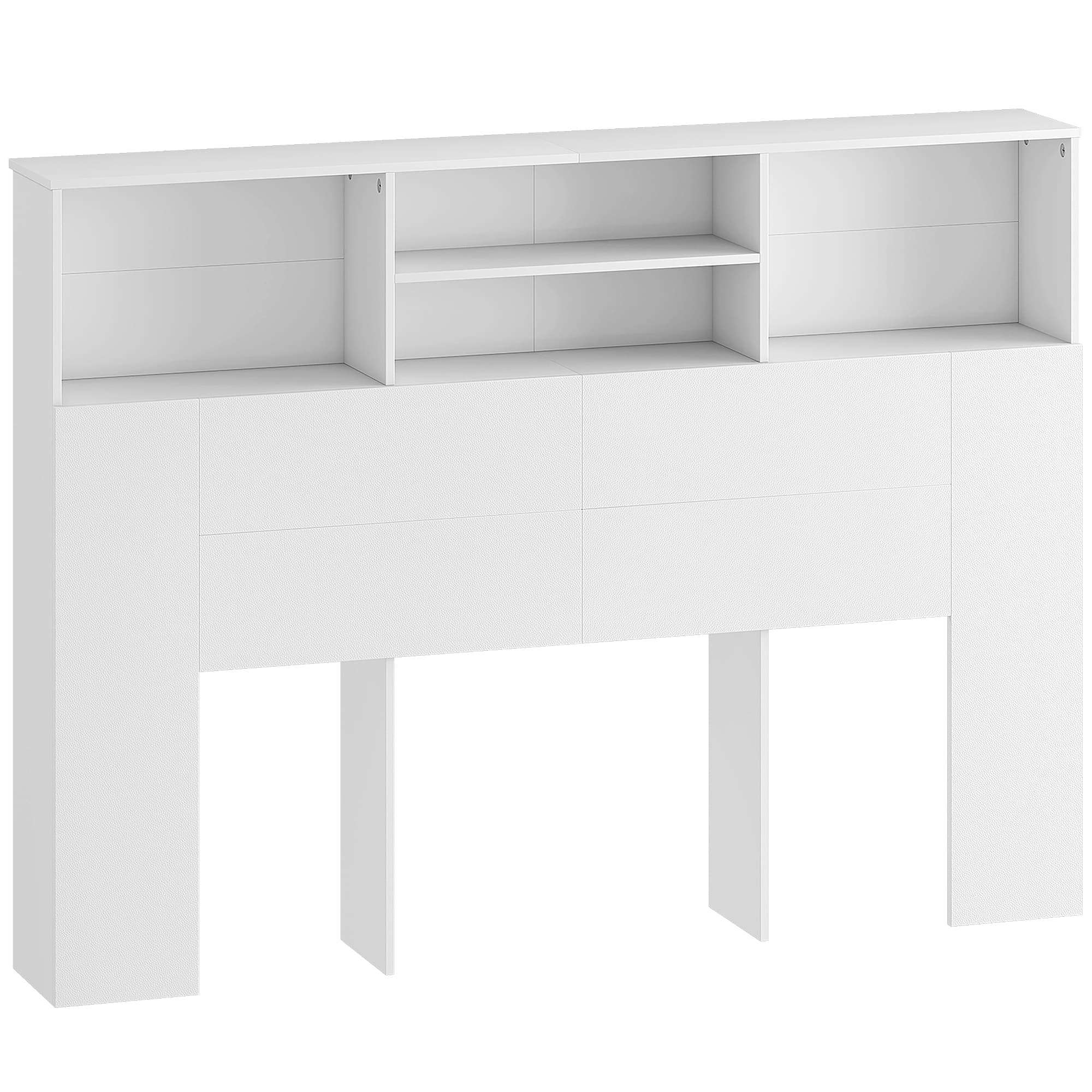 HOMCOM Tête de lit sur pied avec rangements, accessoire de lit 4 compartiments ouverts, 140 x 19 x 103,5 cm, blanc