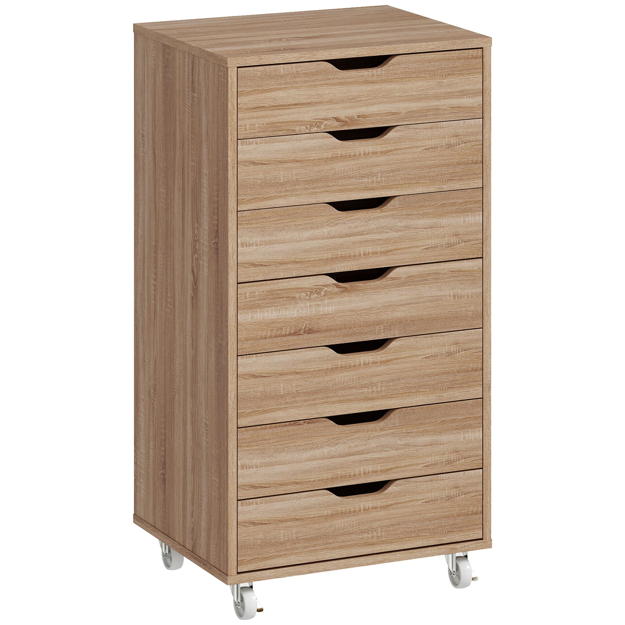 Vinsetto Caisson de bureau à roulette meuble rangement bureau avec 7 tiroirs organisateur pour documents, format A4 ou lettres