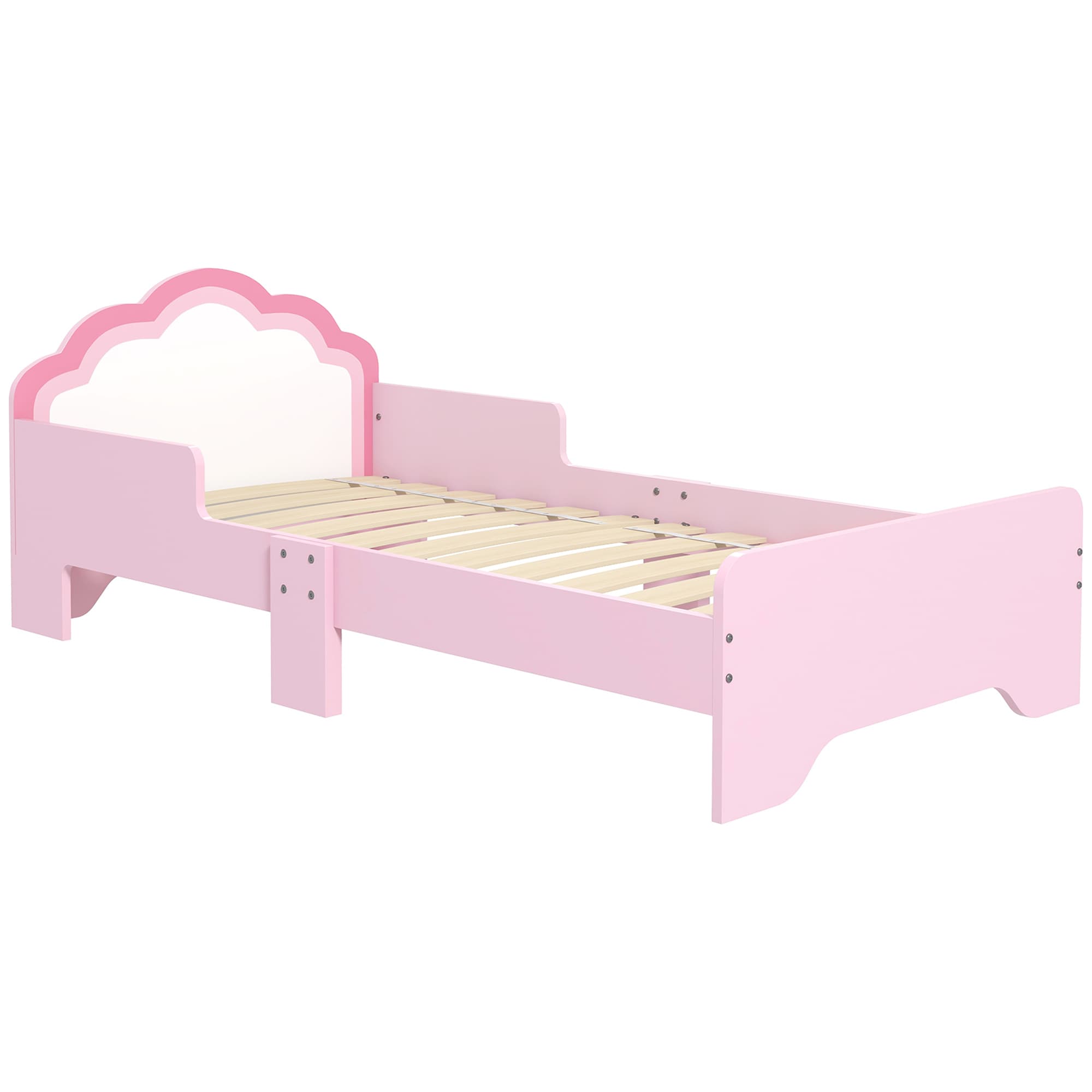 ZONEKIZ Lit pour enfants de 3 à 6 ans 143 x 74 x 55 cm design nuage sommier à lattes inclus chambre moderne rose