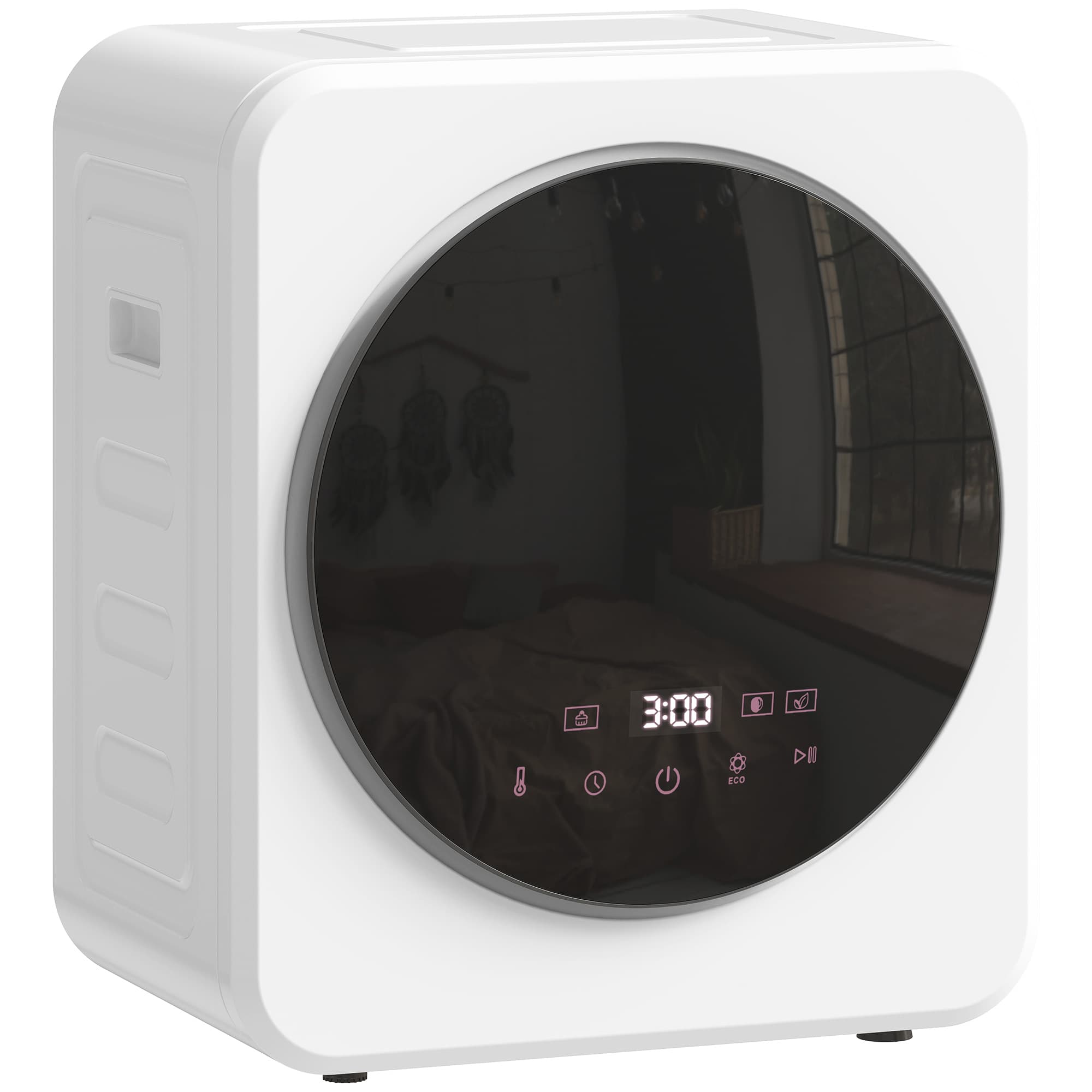 HOMCOM Sèche-linge à évacuation portable 4 Kg, sèche-linge électrique 800 W, tambour réversible en acier inoxydable, blanc