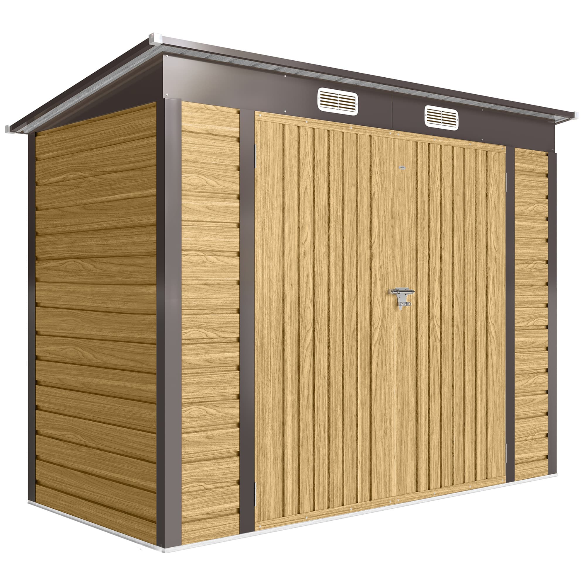 Outsunny Abri de Jardin en Métal 3 m2 Facile à Monter, Cabane de Jardin Structure en Acier Galvanisé Améliorée, Chêne