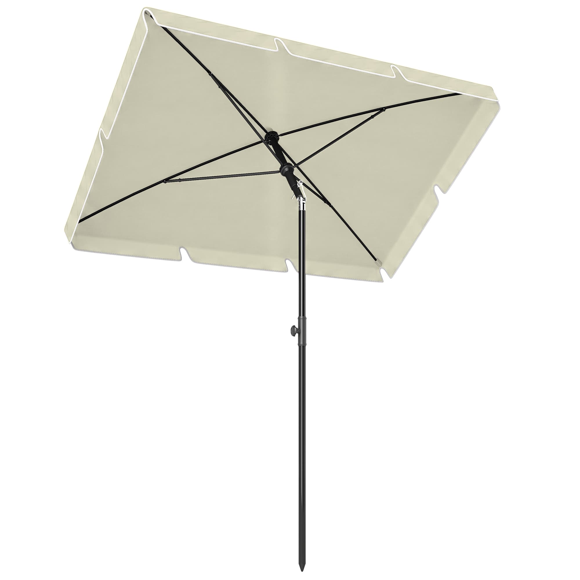 Outsunny Parasol rectangulaire inclinable alu métal polyester haute densité diamètre 2 m beige clair