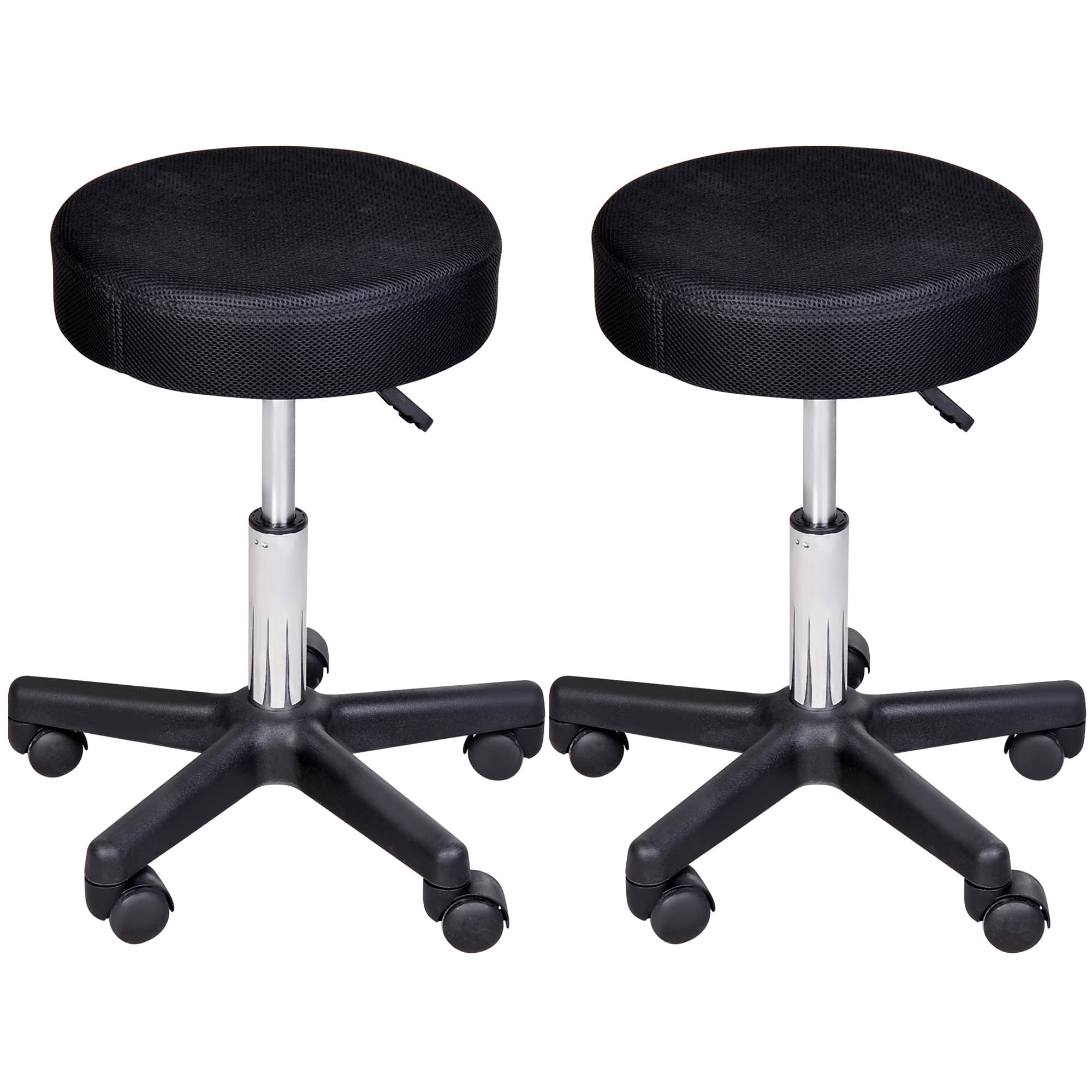 HOMCOM Lot de 2 tabourets de massage à roulettes reglable en hauteur pivotant avec trois couleurs de housse de protection