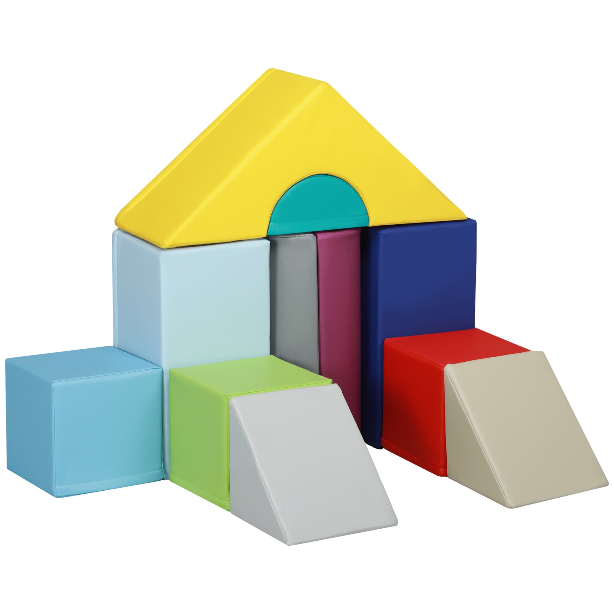HOMCOM Parcours de motricité bébé 11PCS, module motricité bébé en mousse avec housse en polyuréthane et remplissage en EPE, multicolore