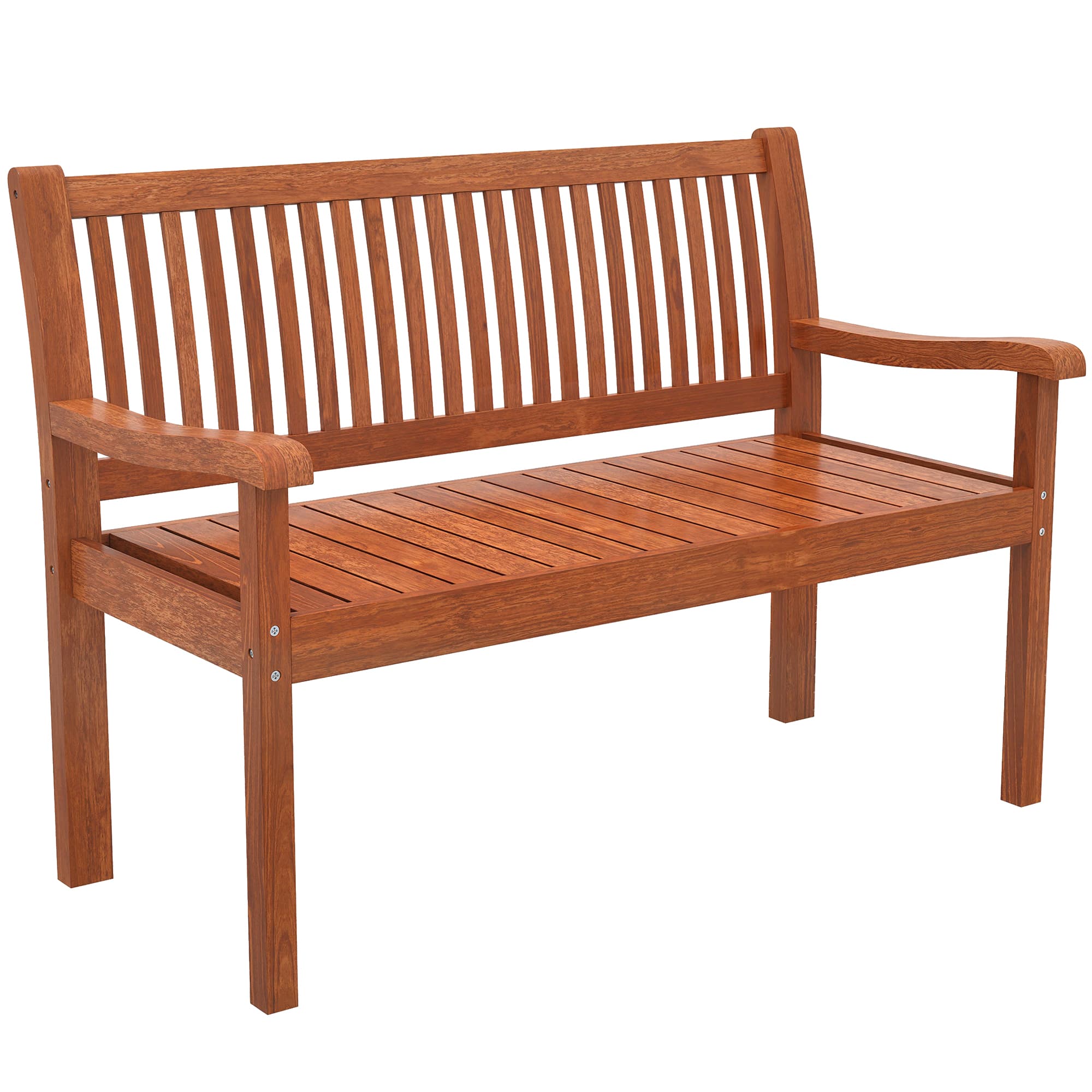 Outsunny Banc de Jardin Banc Extérieur 2 Places avec Housse Imperméable et Dossier Ergonomique Bois Marron Clair