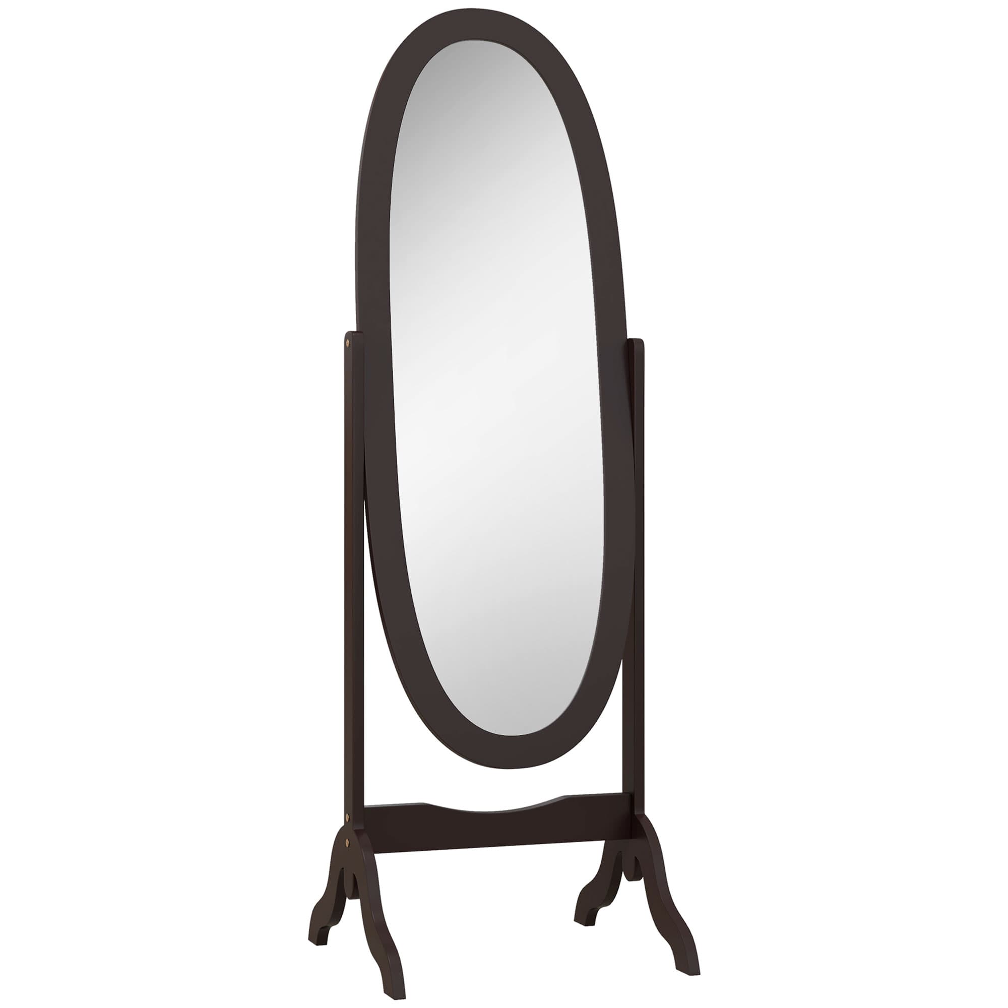 HOMCOM Miroir à pied ovale style shabby chic inclinaison réglable 48 x 46 x 147 cm mdf café