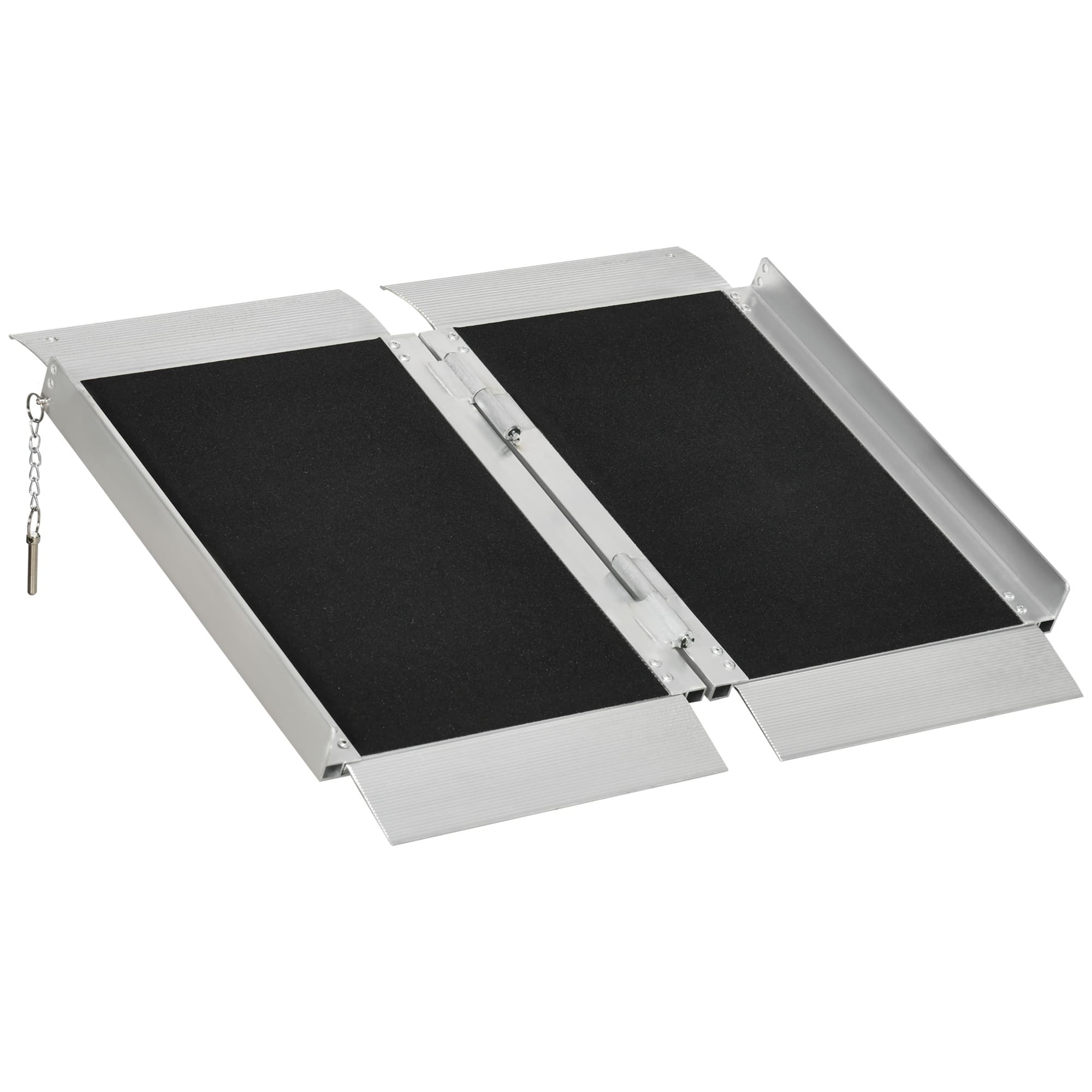 HOMCOM Rampe de fauteuil roulant pliable en alliage d'aluminium antidérapante, avec poignées, charge max. 272 kg, noir