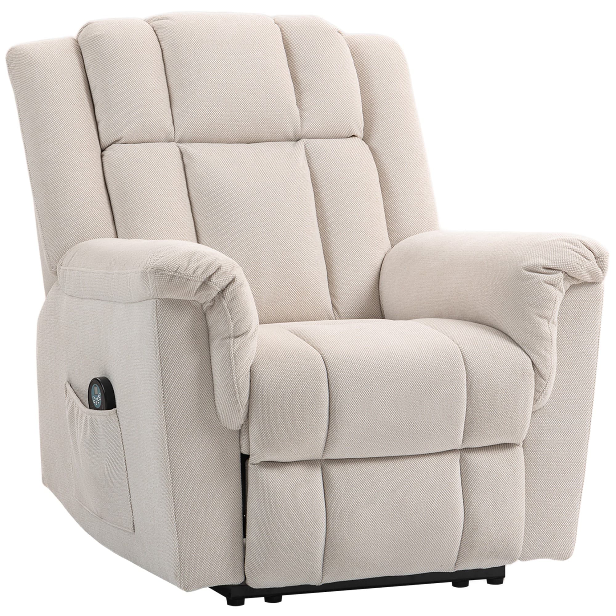 HOMCOM Fauteuil relax électrique massant et chauffant, fauteuil inclinable, dossier réglable manuellement, 85x91x104cm, beige