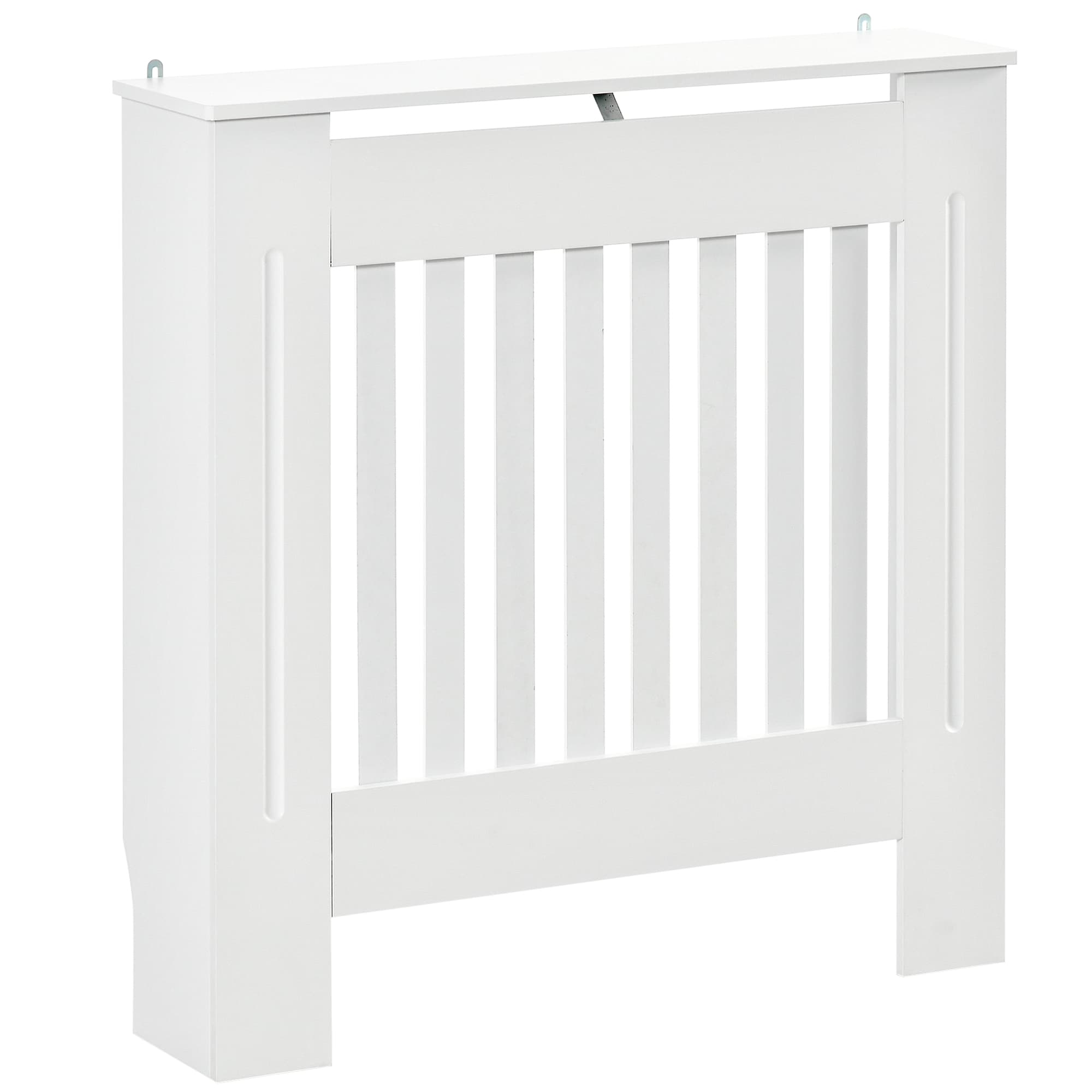 HOMCOM Cache-radiateur couverture radiateur grille d'aération verticale à lattes 78L x 19l x 81H cm en bois Blanc