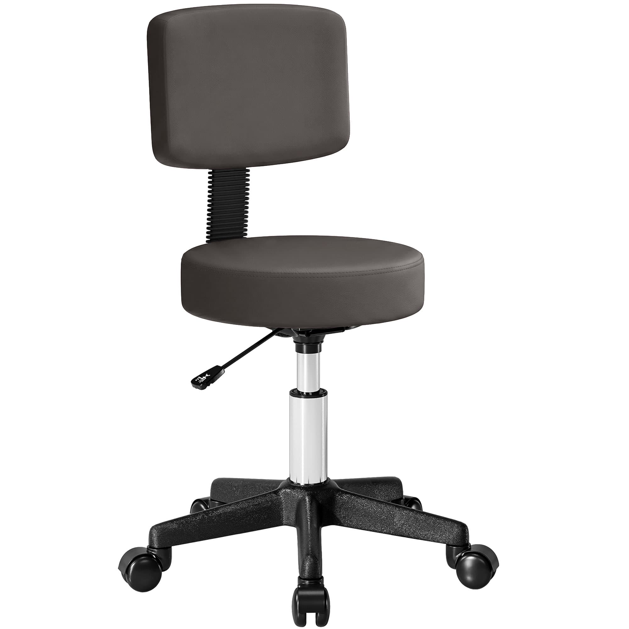 HOMCOM Tabouret massage a roulettes reglable en hauteur pivotant avec dossier ergonomique gris
