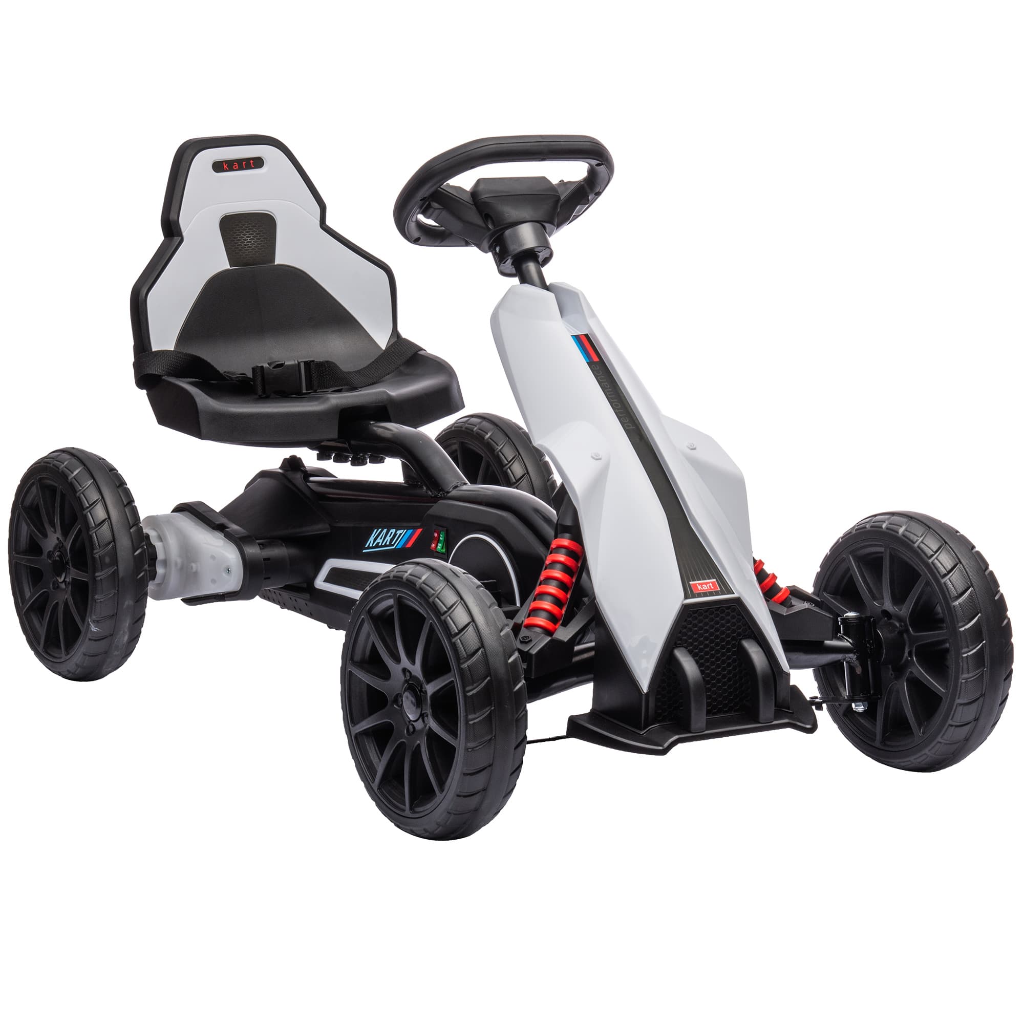 HOMCOM Kart électrique pour enfant 12V - Vitesse réglable 3-5km/h pour enfants de 3 à 8 ans - siège réglable - blanc