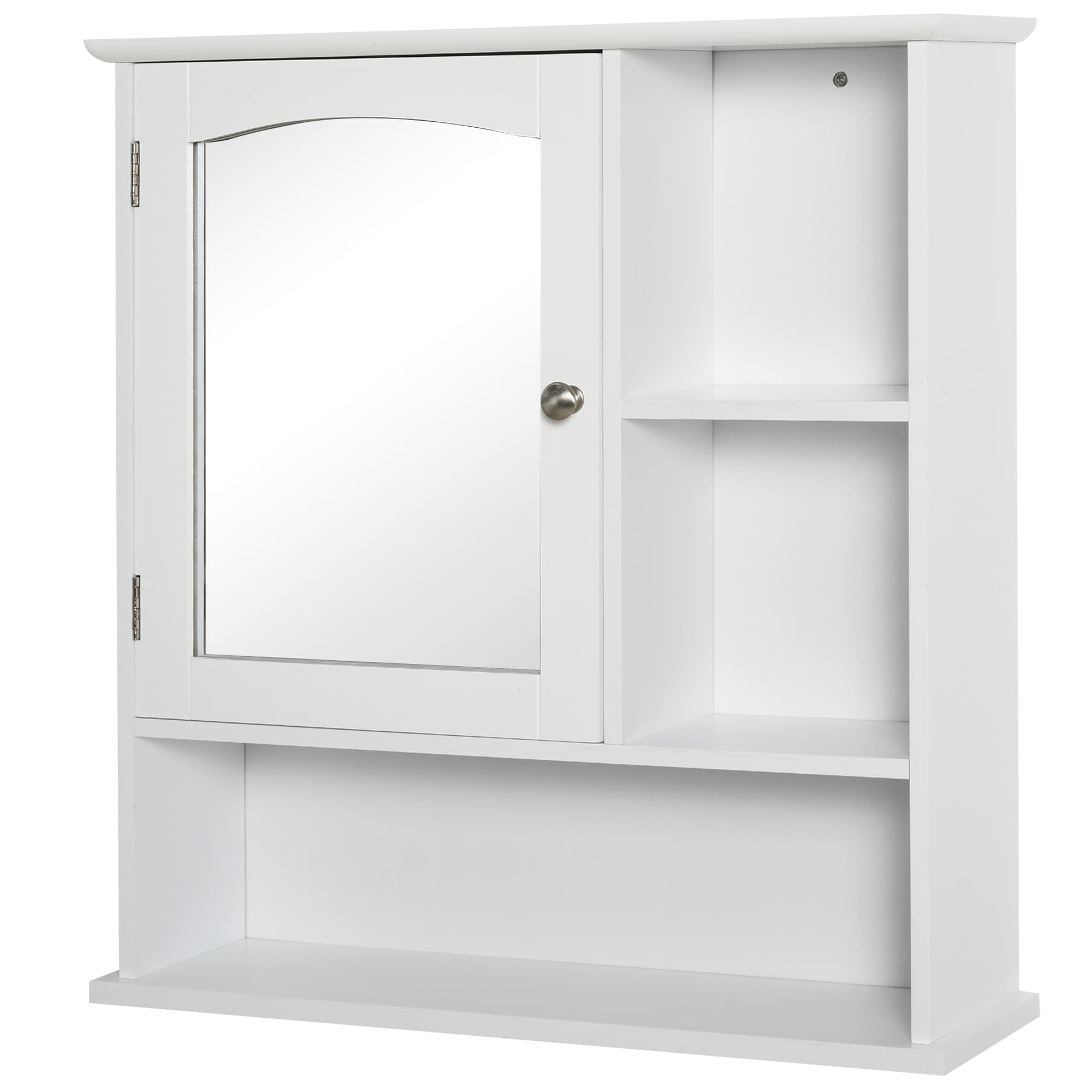Kleankin Armoire Suspendue Salle de Bain Blanche avec Miroir, Niche et Rangements Latéraux Aosom France