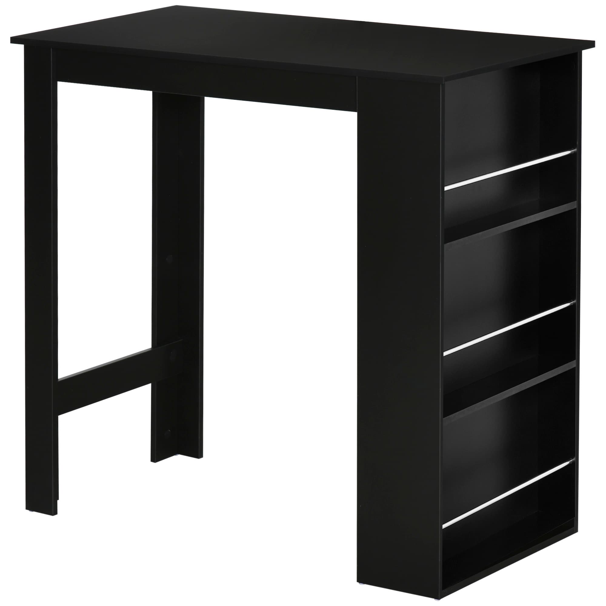 HOMCOM Table de bar table haute de cuisine mange-debout comptoir - dim. 112L x 57l x 106H cm - 3 étagères - noir