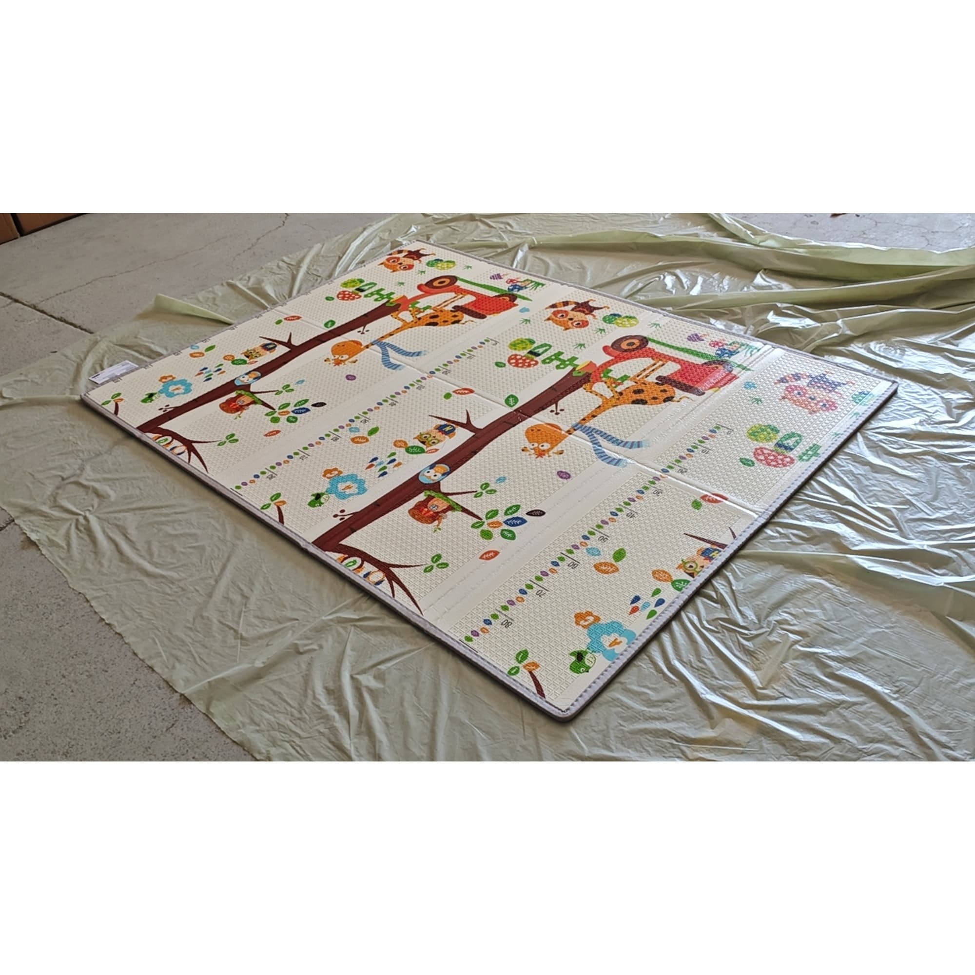 AIYAPLAY Tapis de jeu pour enfants 200x150x1.5 cm motif Forêt pliable réversible en XPE, 0-3 ans, Multicolore
