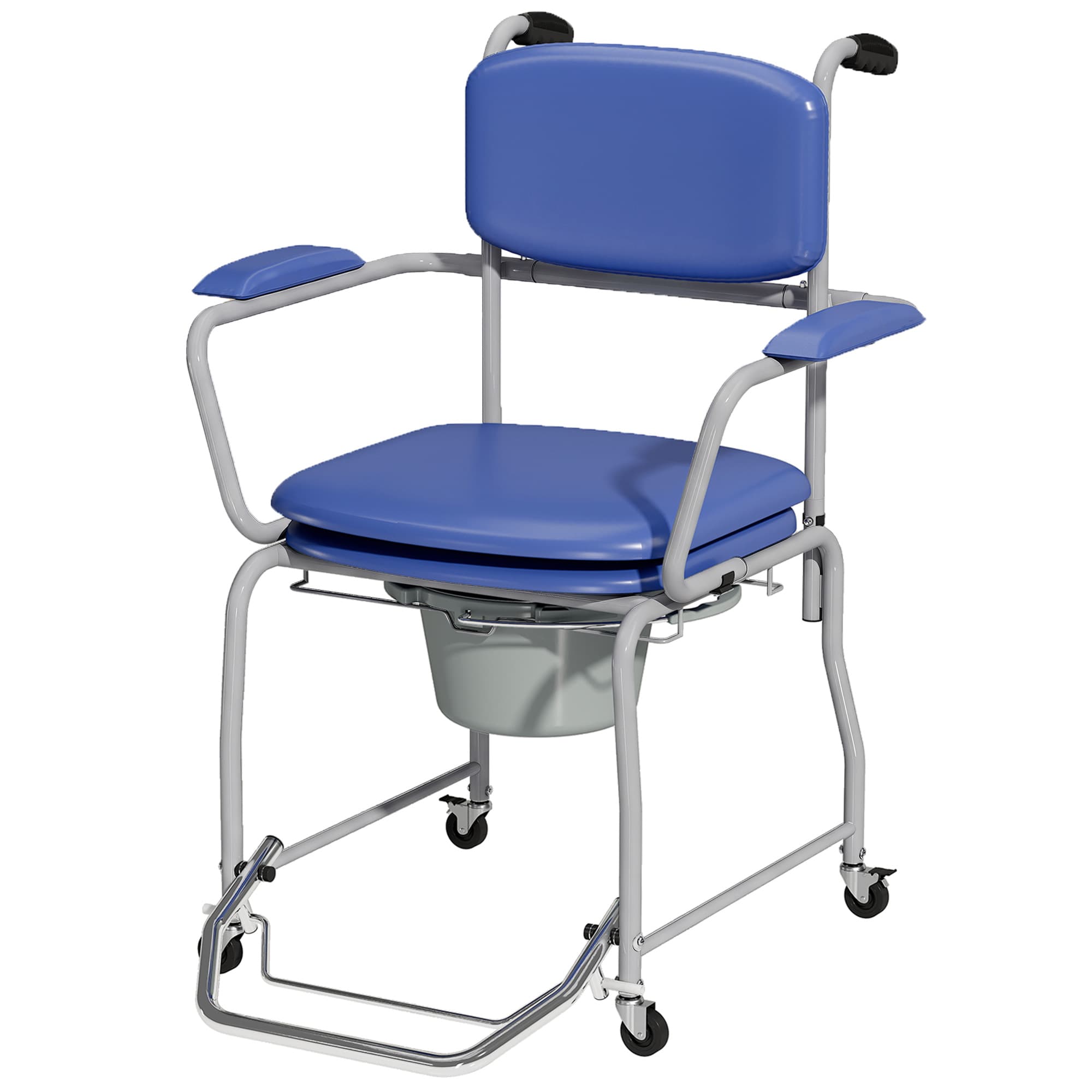 HOMCOM Chaise de douche à roulettes, Fauteuil confortable rembourré avec accoudoirs rabattables