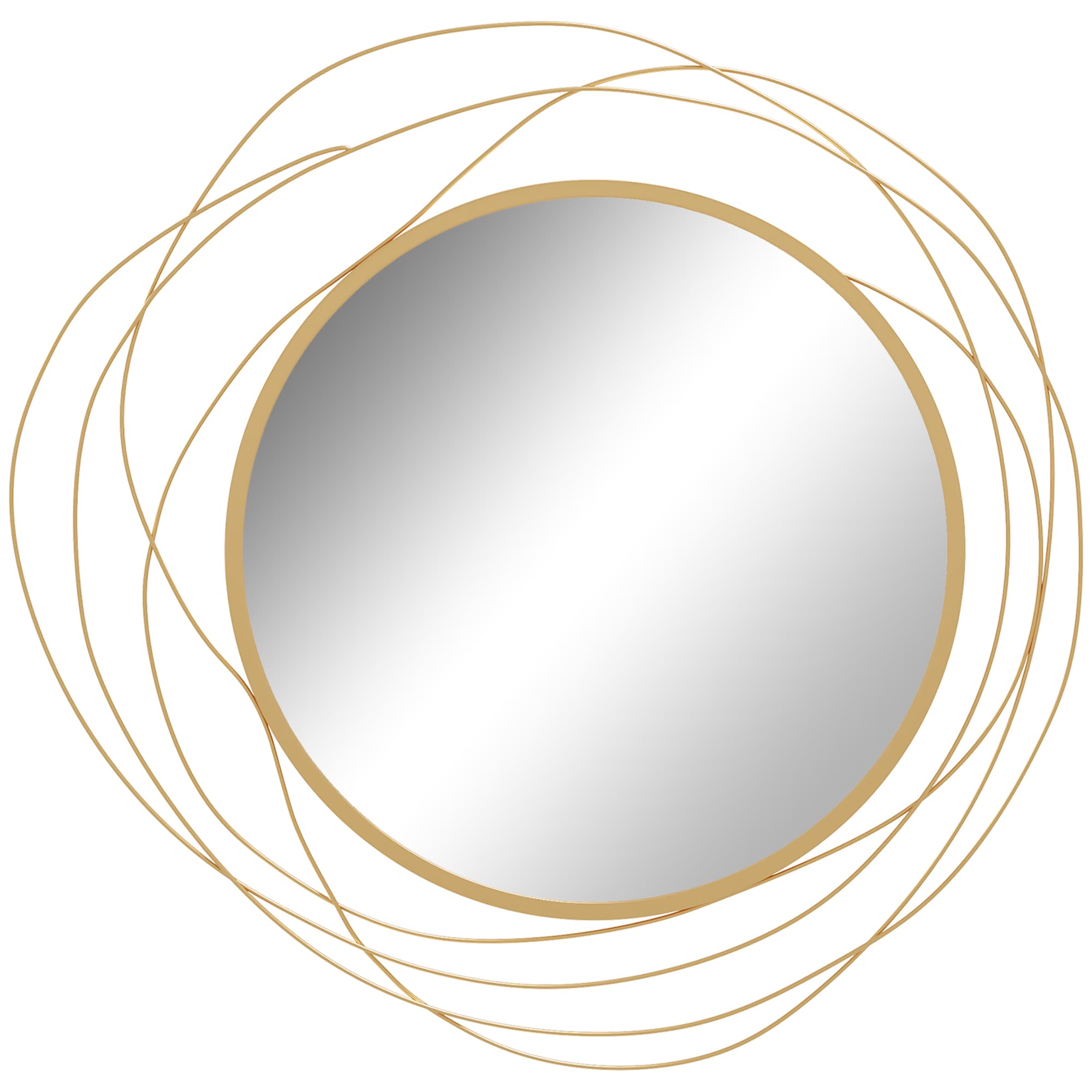 HOMCOM Miroir rond en métal filaire doré, décoration style moderne, diamètre Φ65 cm