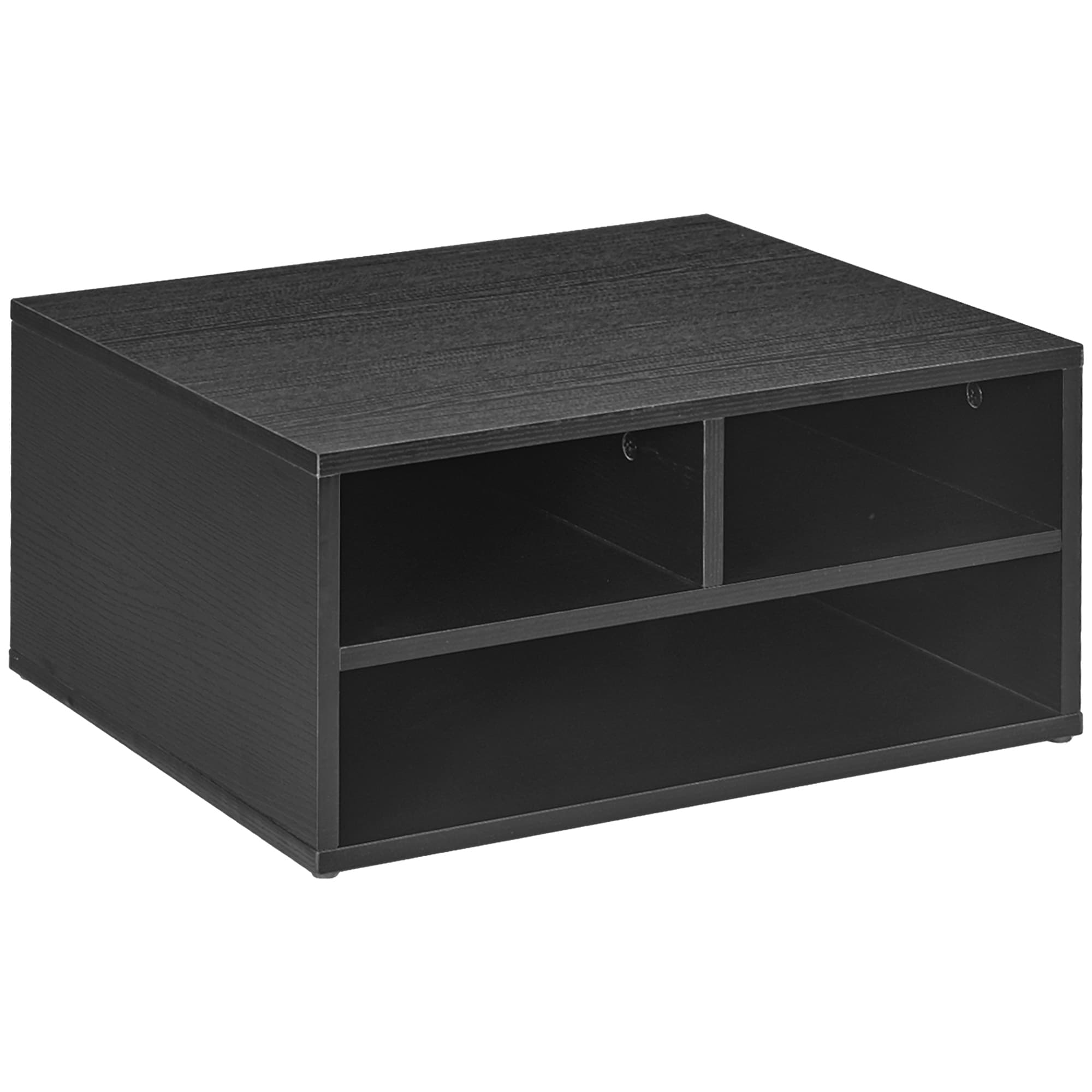 HOMCOM Organiseur bureau aspect noir avec 3 compartiments fournitures support d'imprimante 47 x 40 x 22,5 cm