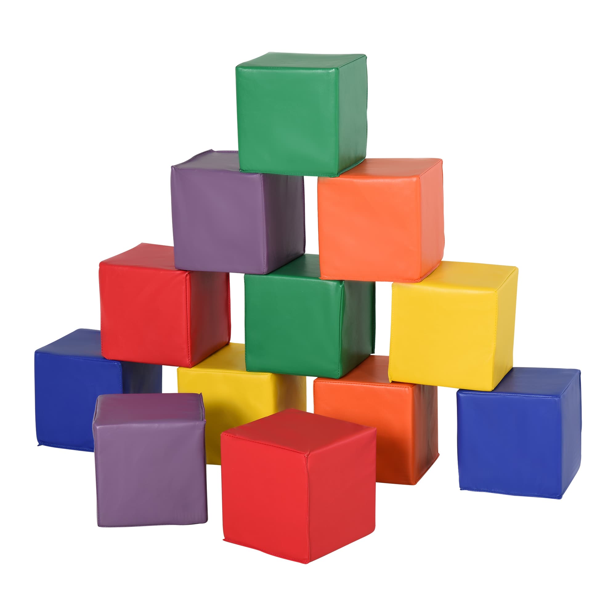 HOMCOM 12 Blocs Cubes de Construction en Mousse, modules de motricité, Jouets éducatifs, Mousse EPE Revêtement synthétique Multicolore
