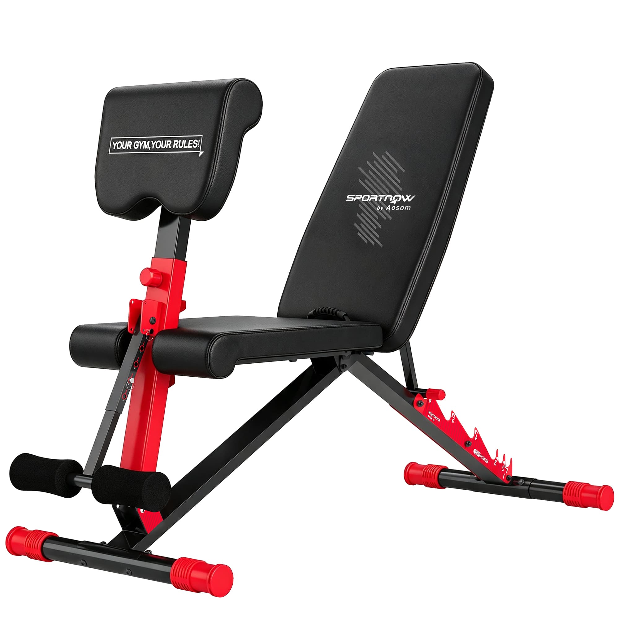 SPORTNOW Banc de Musculation Réglable pour Home Gym, Pliable 300 kg, Incliné/Décliné/Plat, 7 Positions de Dossier