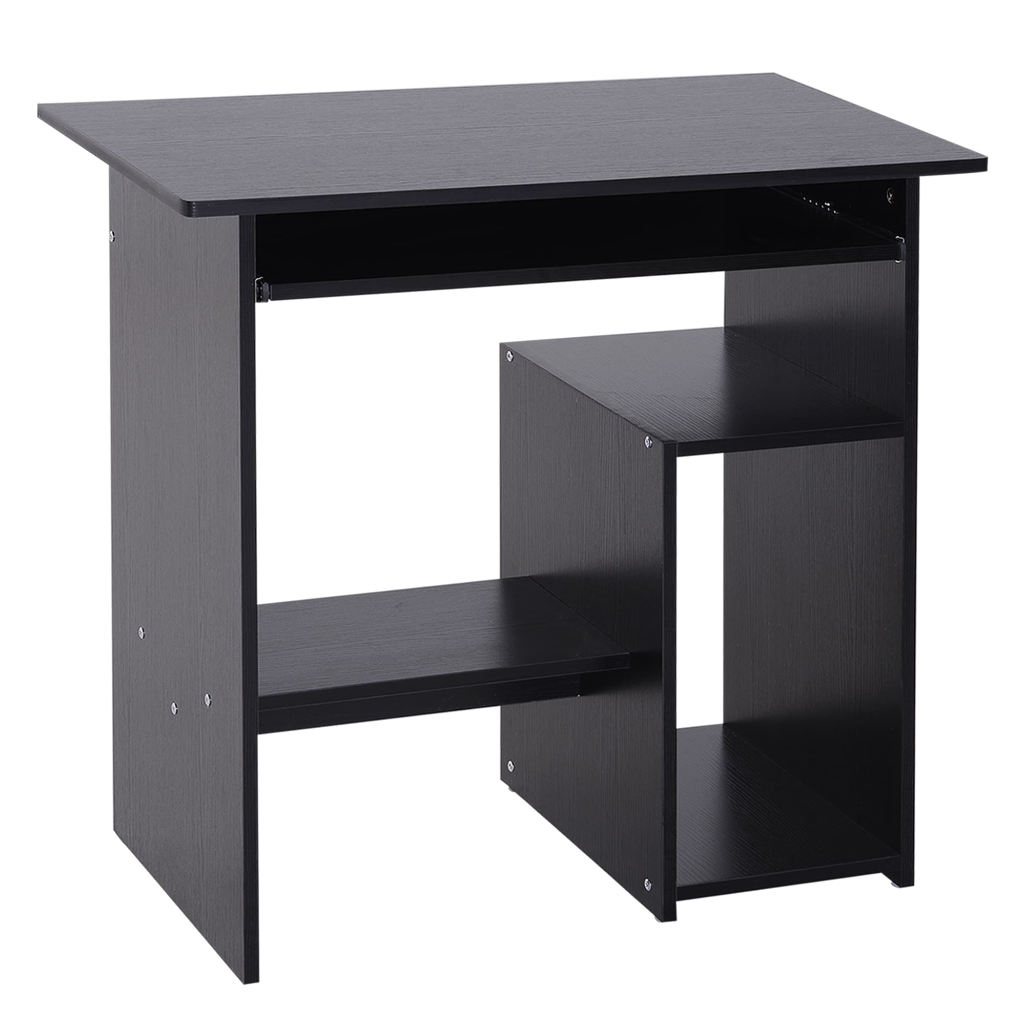 HOMCOM Bureau d'ordinateur, bureau avec rangement, plateau pour clavier et support de moniteur, 80 x 45 x 75 cm, noir