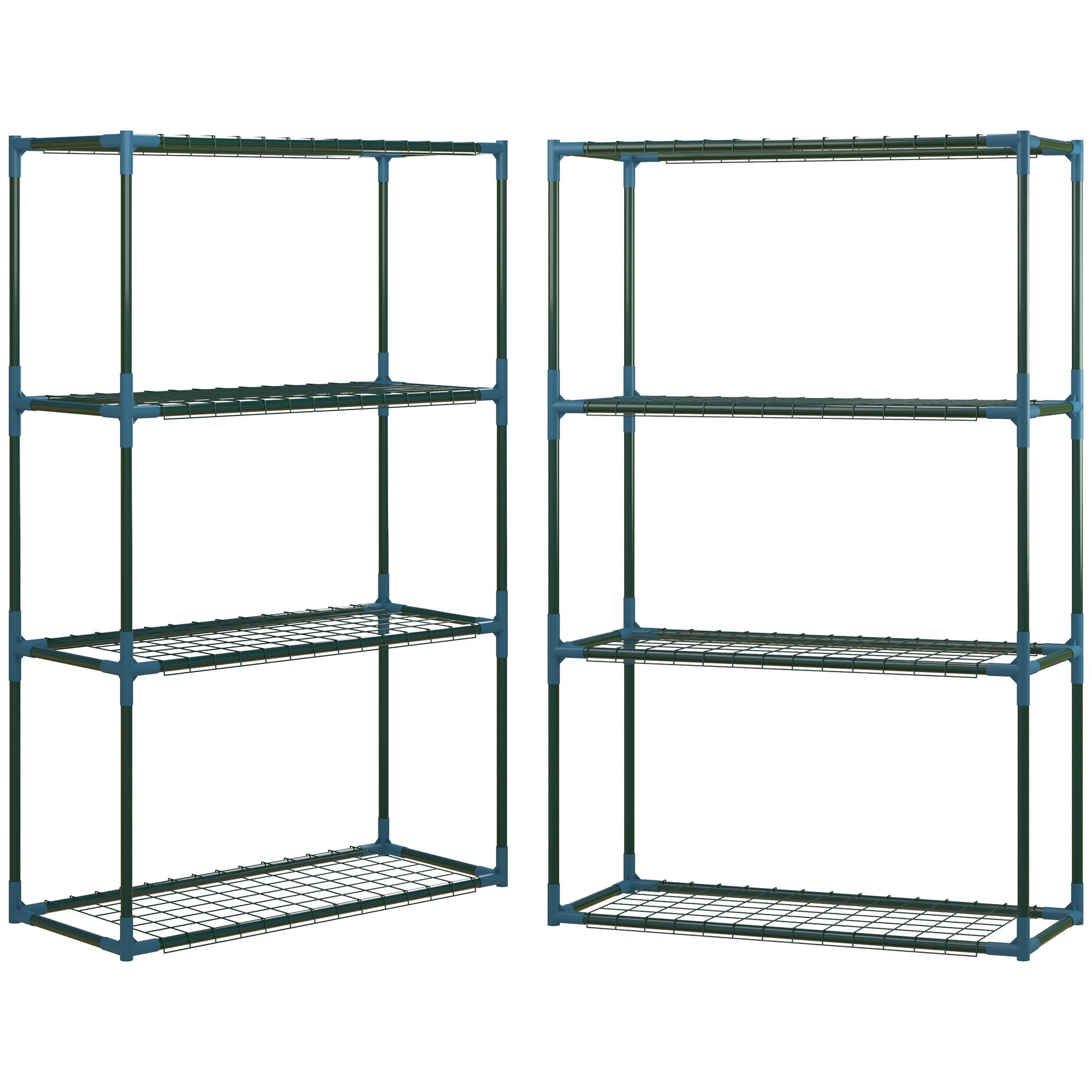 Outsunny Lot de 2 Étagères à Fleurs en acier 4 Niveaux Intérieur et Extérieur, support de plantes 70 x 27 x 110 cm, vert